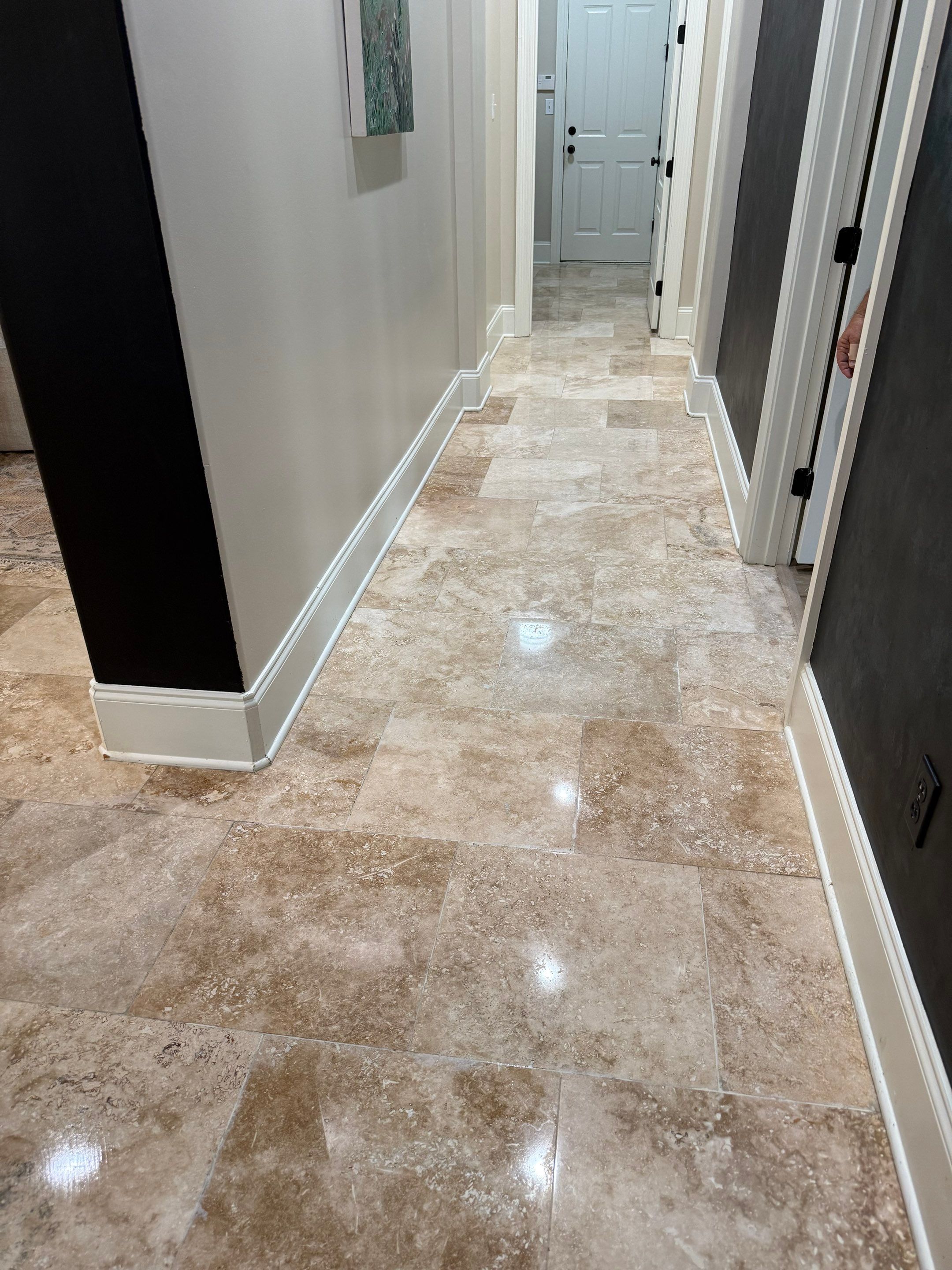 Travertine Floor Restoration in Gautier, Mississippi by Cornerstone Hard Surface Restoration