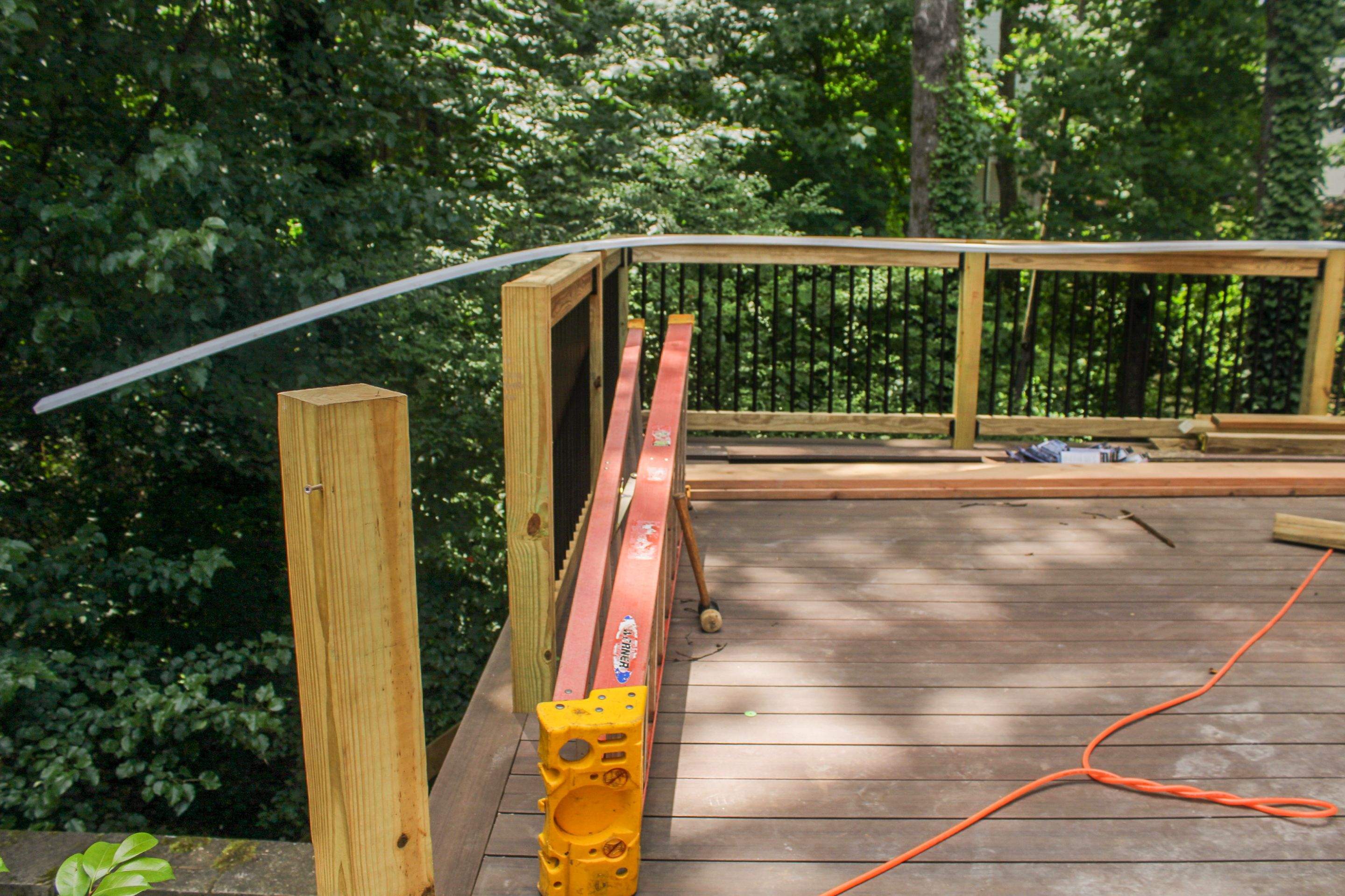 Deckorators Voyage Deck and Shed Style Covered Porch Build with Drink Rail by Nelson Exteriors 