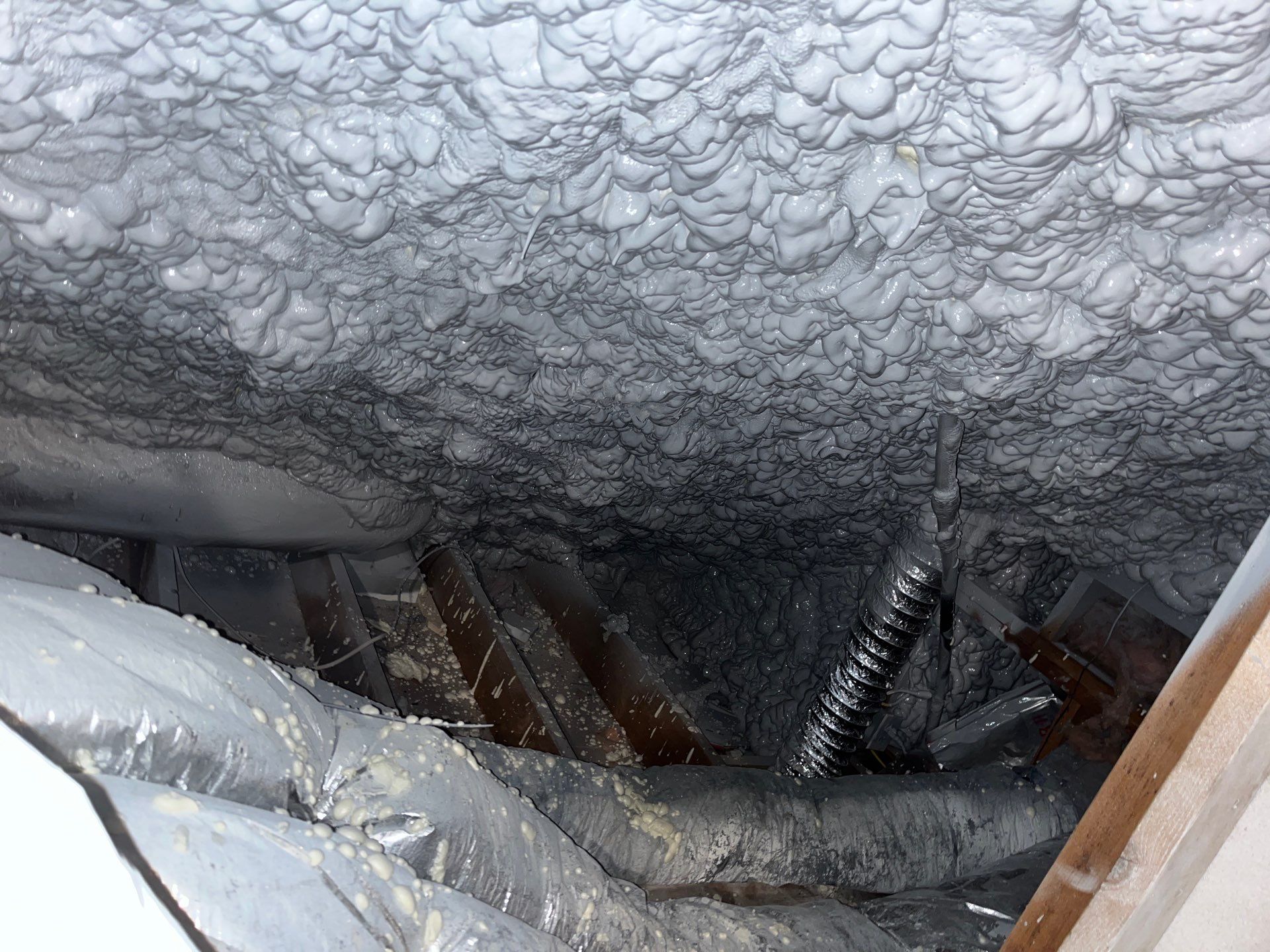 Basement Exterior Walls using Closed Cell Spray Foam by NYS Foam & Energy