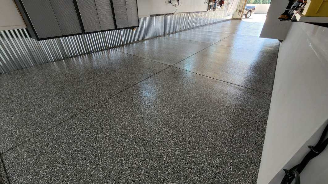 Garage Transformation using Smoke Colorway by Croc Coatings, LLC