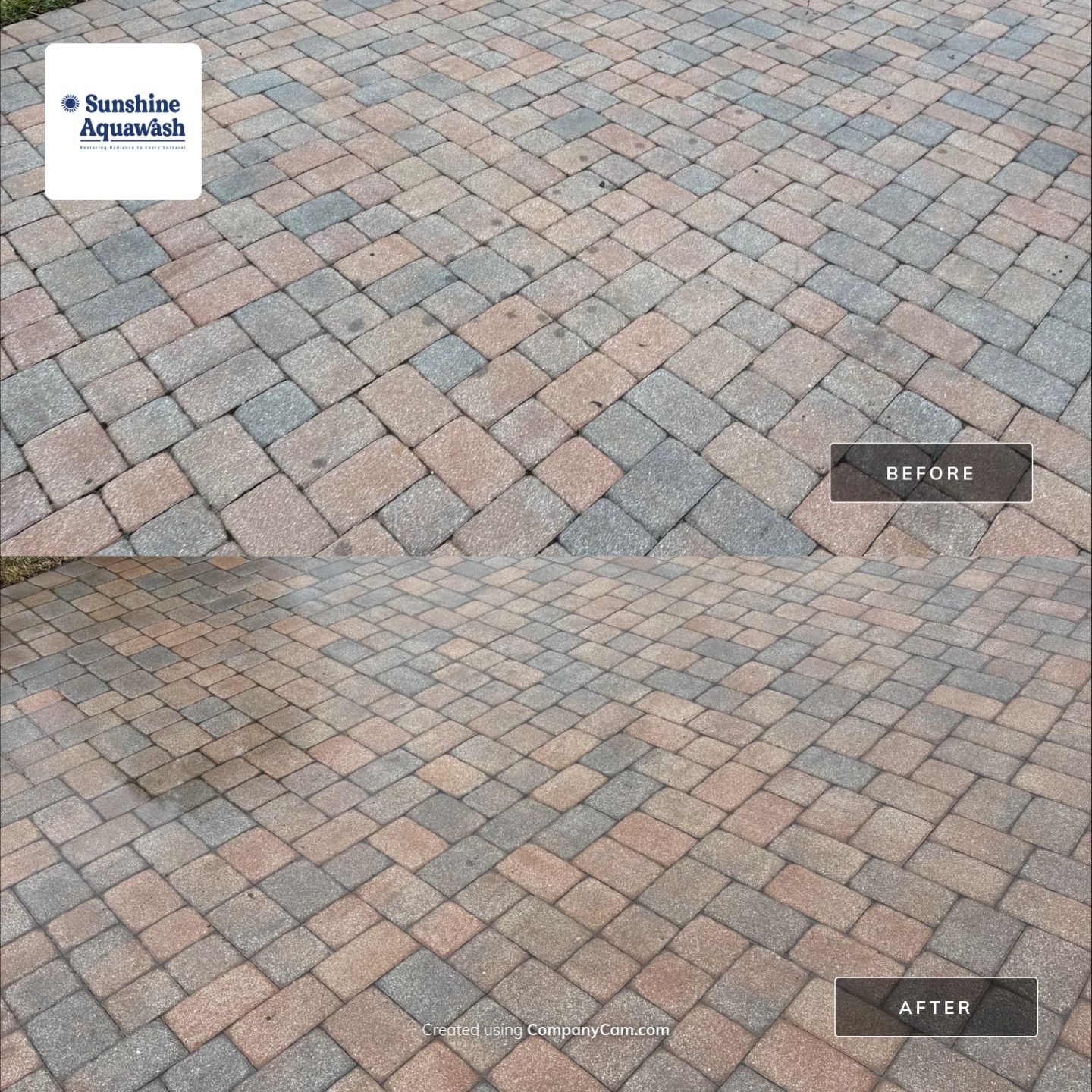 Oil & Tar Removal from Paver Driveway & Entryway by Sunshine AquaWash