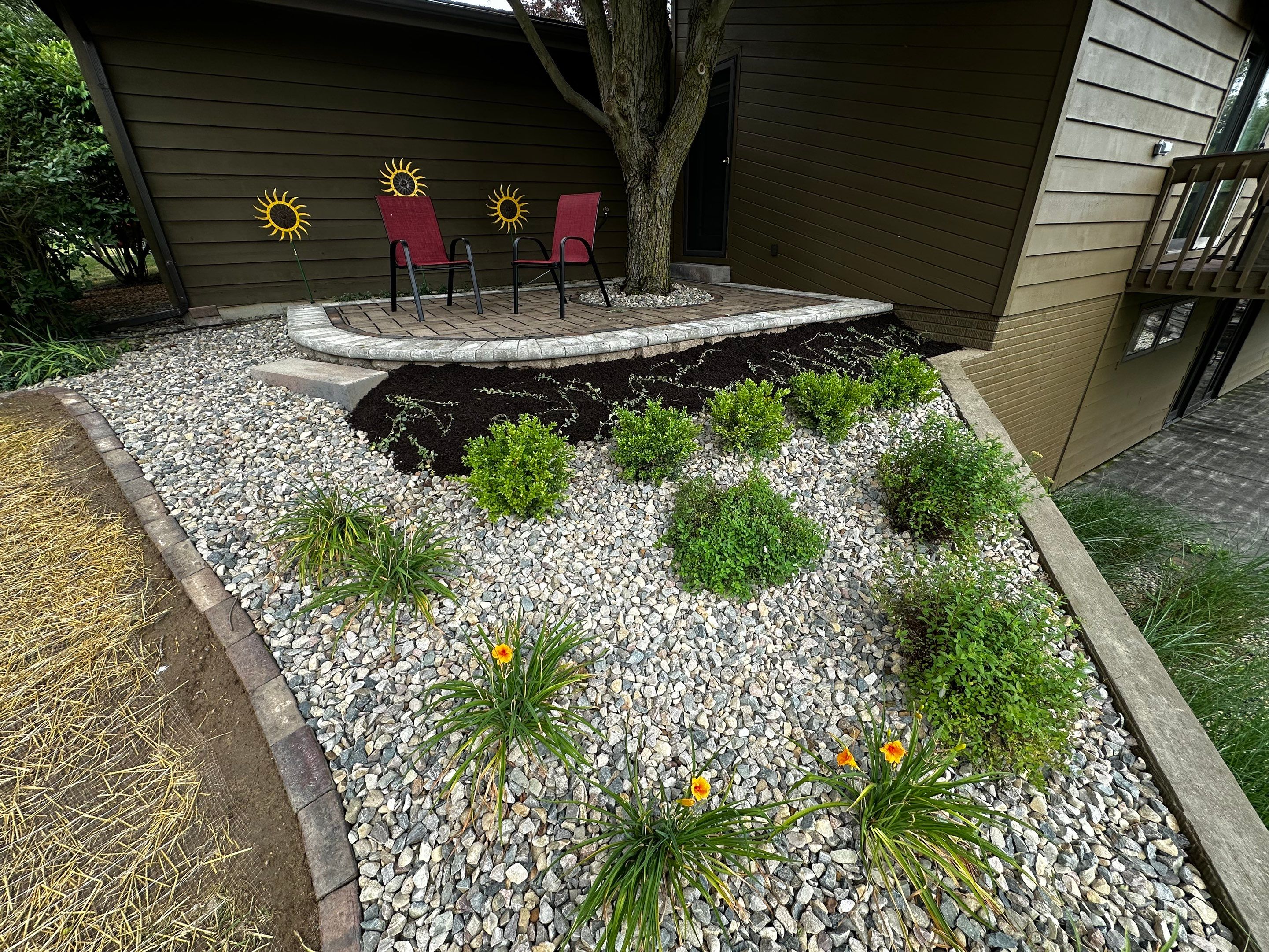 Simple Patio around Tree by Farrell's Lawn & Garden Center LLC