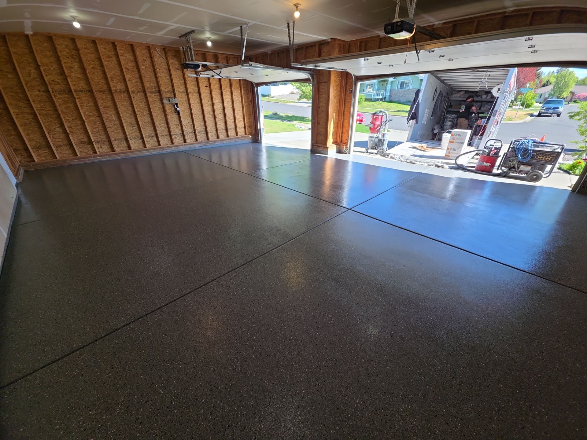 Garage Transformation using Slate Hybrid 1/16" by Croc Coatings, LLC