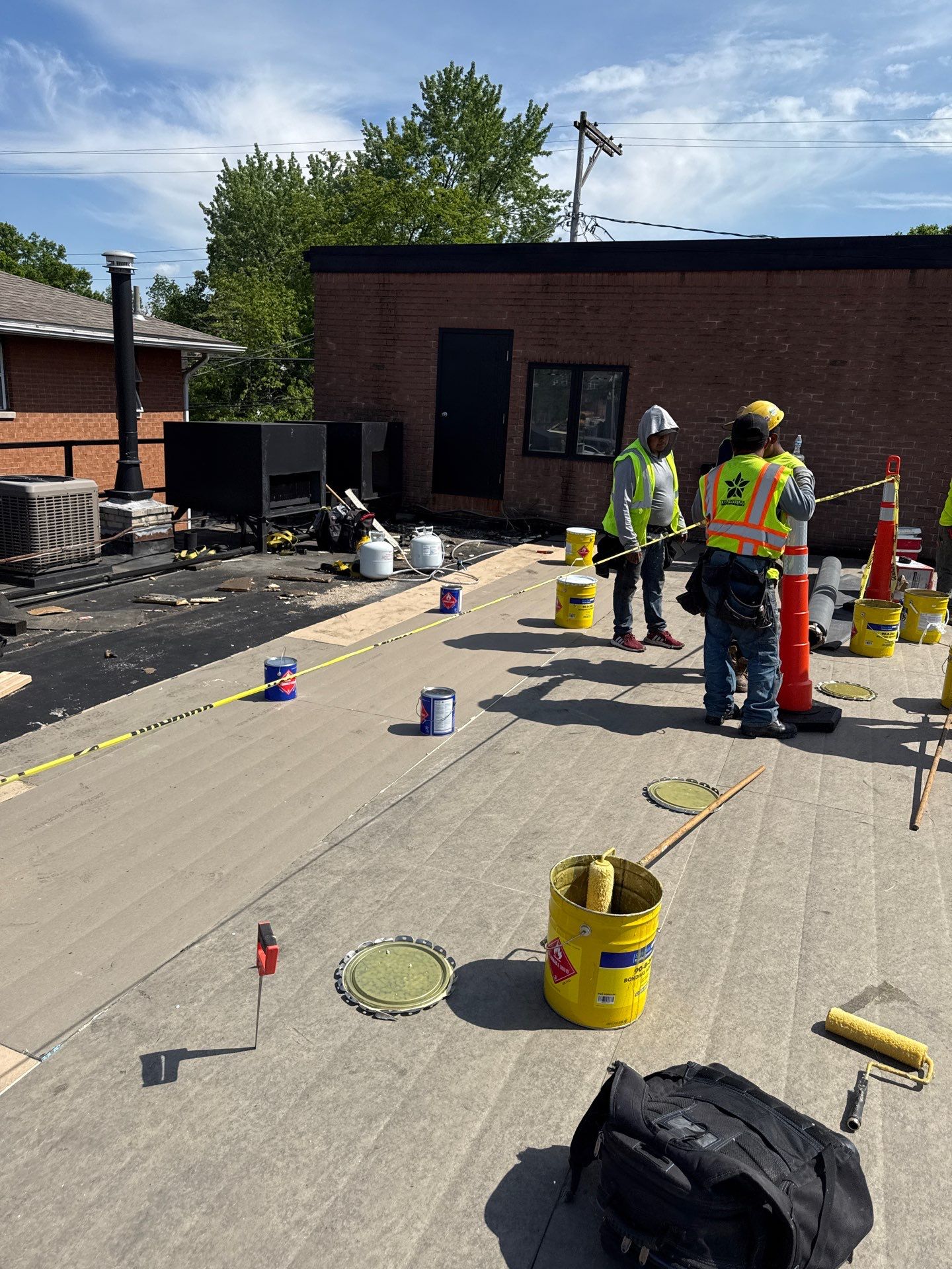 Commercial Roofing Installation using 60 mil rubber roof  by Nitro Roofing and Construction