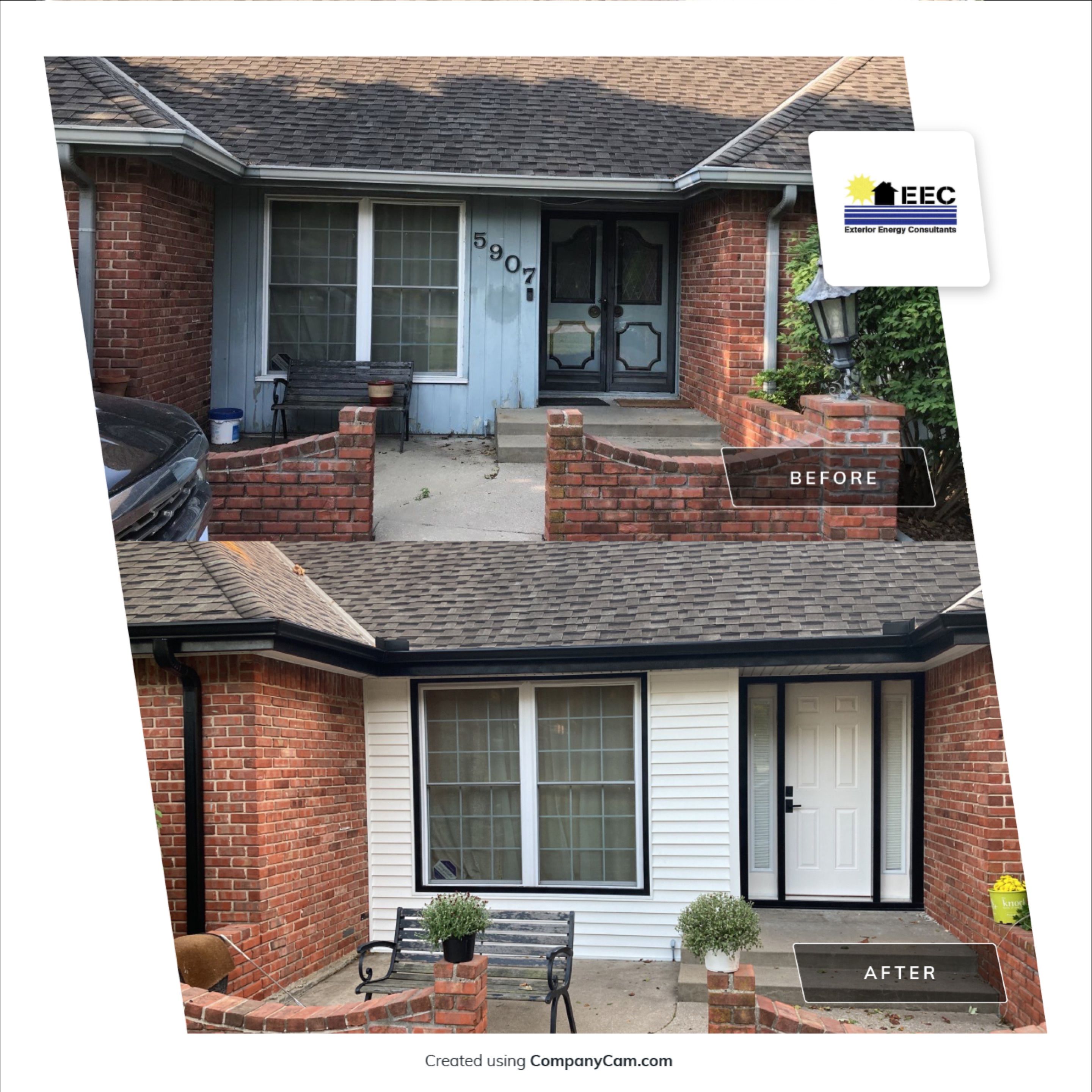 New white siding with Black trim by EEC  Windows, Siding & Roofing 