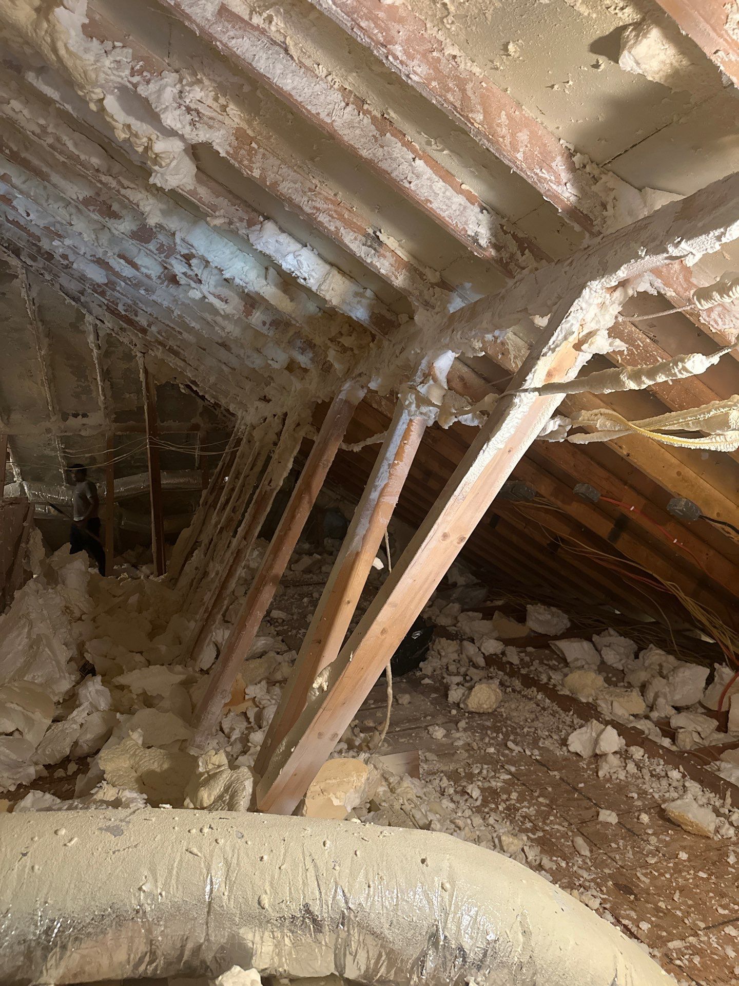 Spray foam insulation removal & re spray by Apex Insulation Solutions