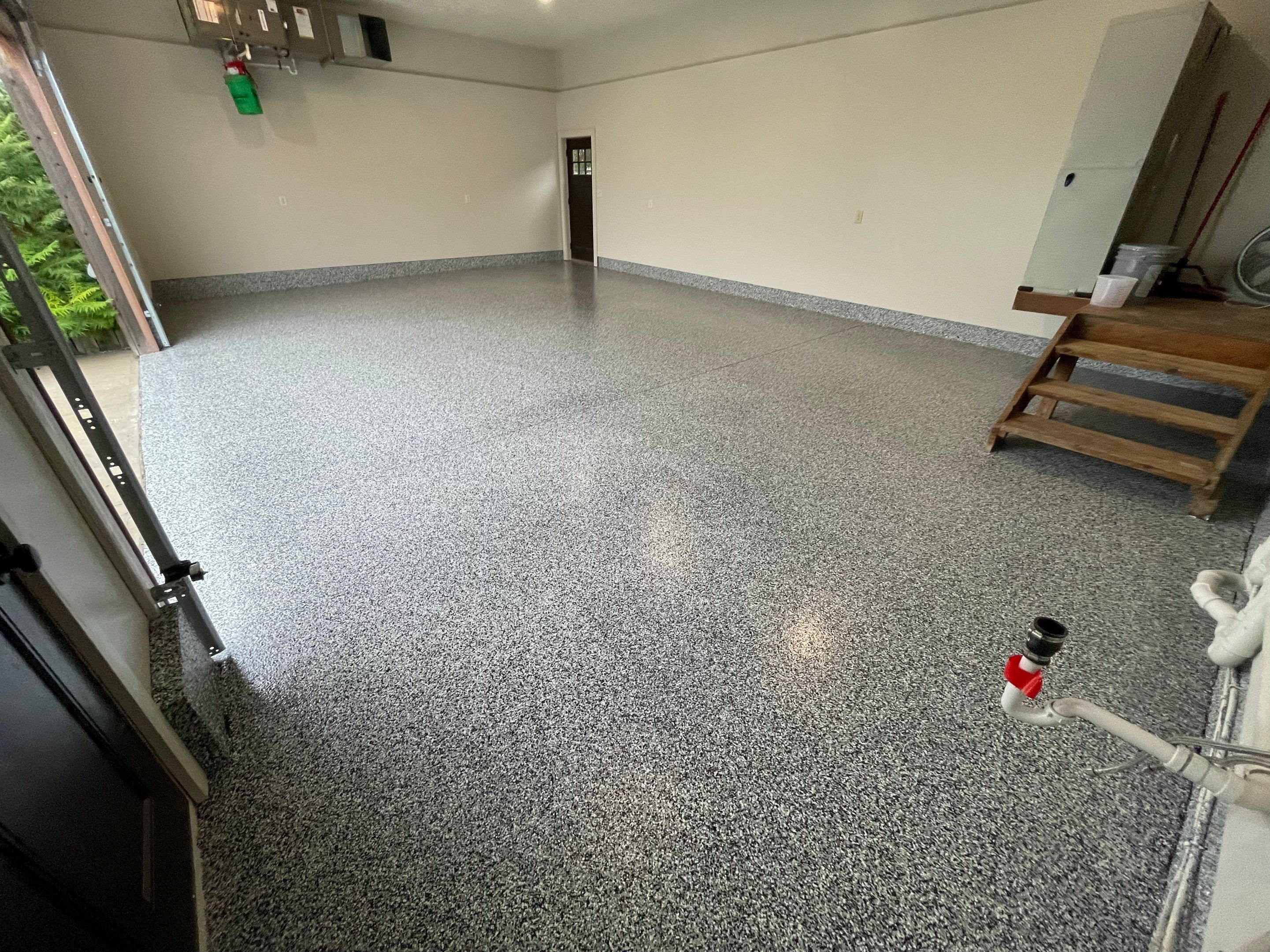 Domino Flake Floor Coating and Crack Repair in Chancellor by Select Painting, Coatings & Garage Cabinets