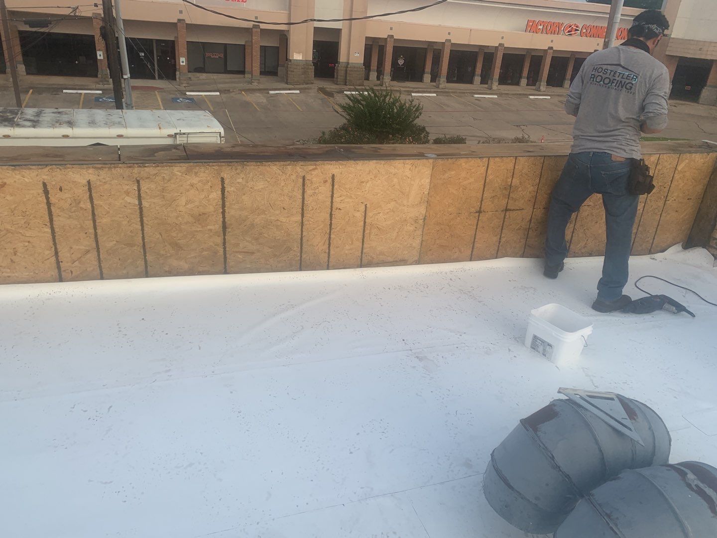 Commercial Roofing Installation using 50 mil PVC by Hostetler Roofing