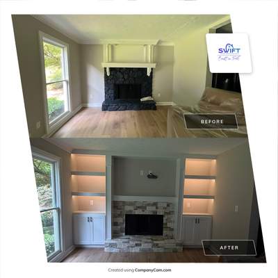 Modern Fireplace Transformation and Custom Built-In Installation in Mableton