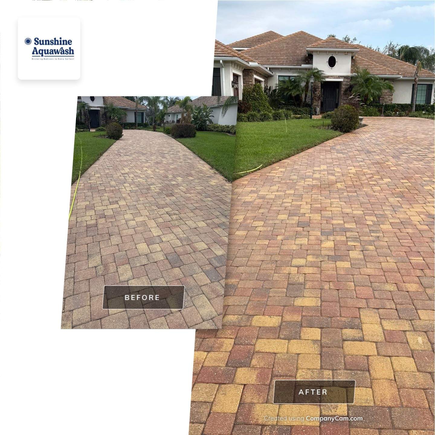Paver Driveway Cleaning in Winding River Community, Bradenton, FL by Sunshine AquaWash