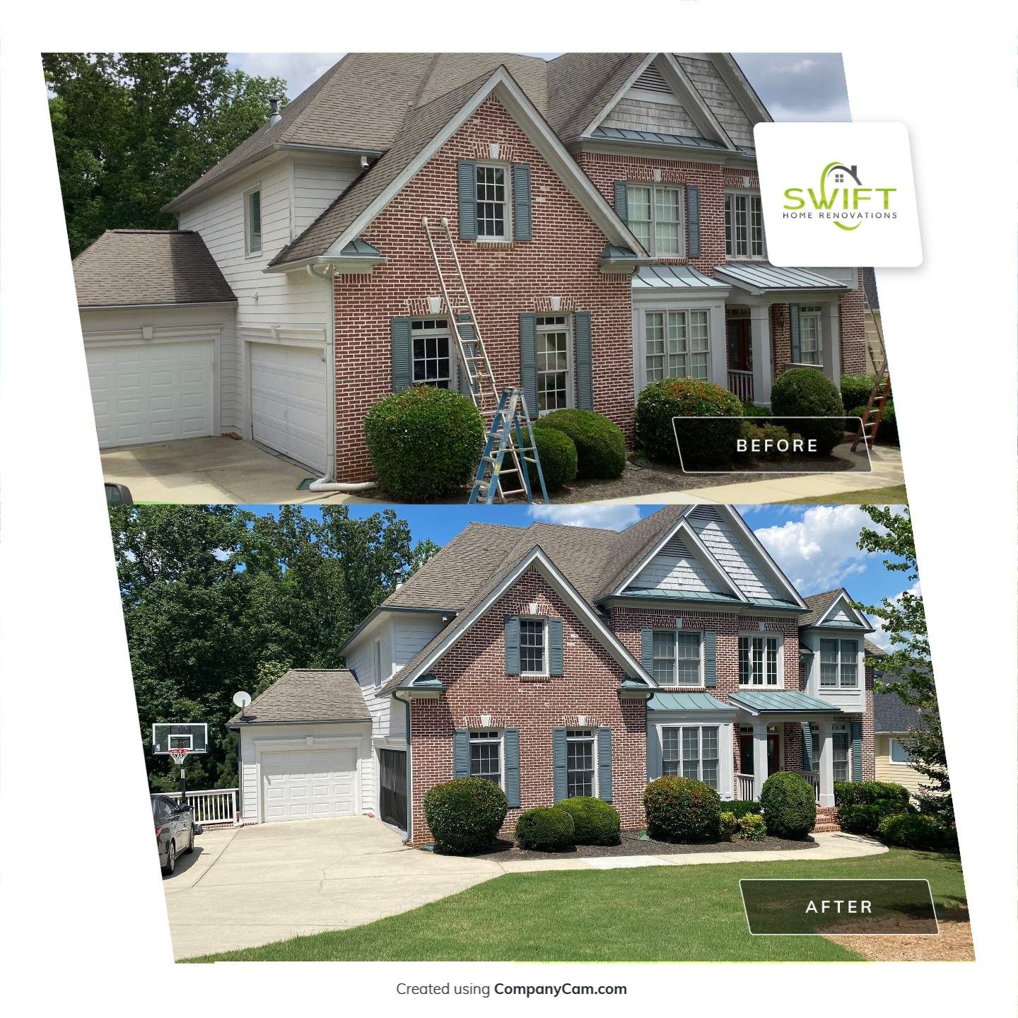 Exterior Painting and Deck Refinishing for Dacula Residential Home by Swift Home Renovations
