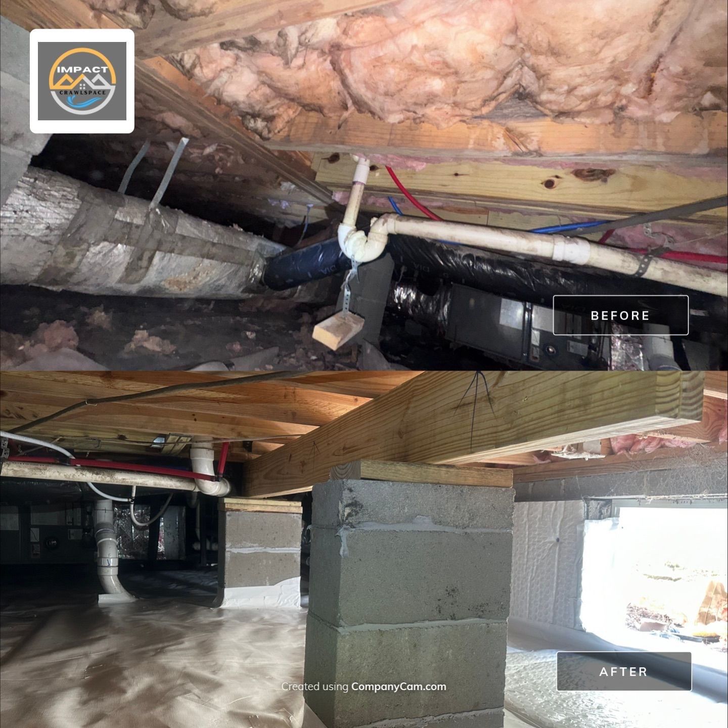Structural Repairs inludiing sub-floor removal, new floor joists installed, girder replacmeent and dropped girder installed. by Impact Crawlspace