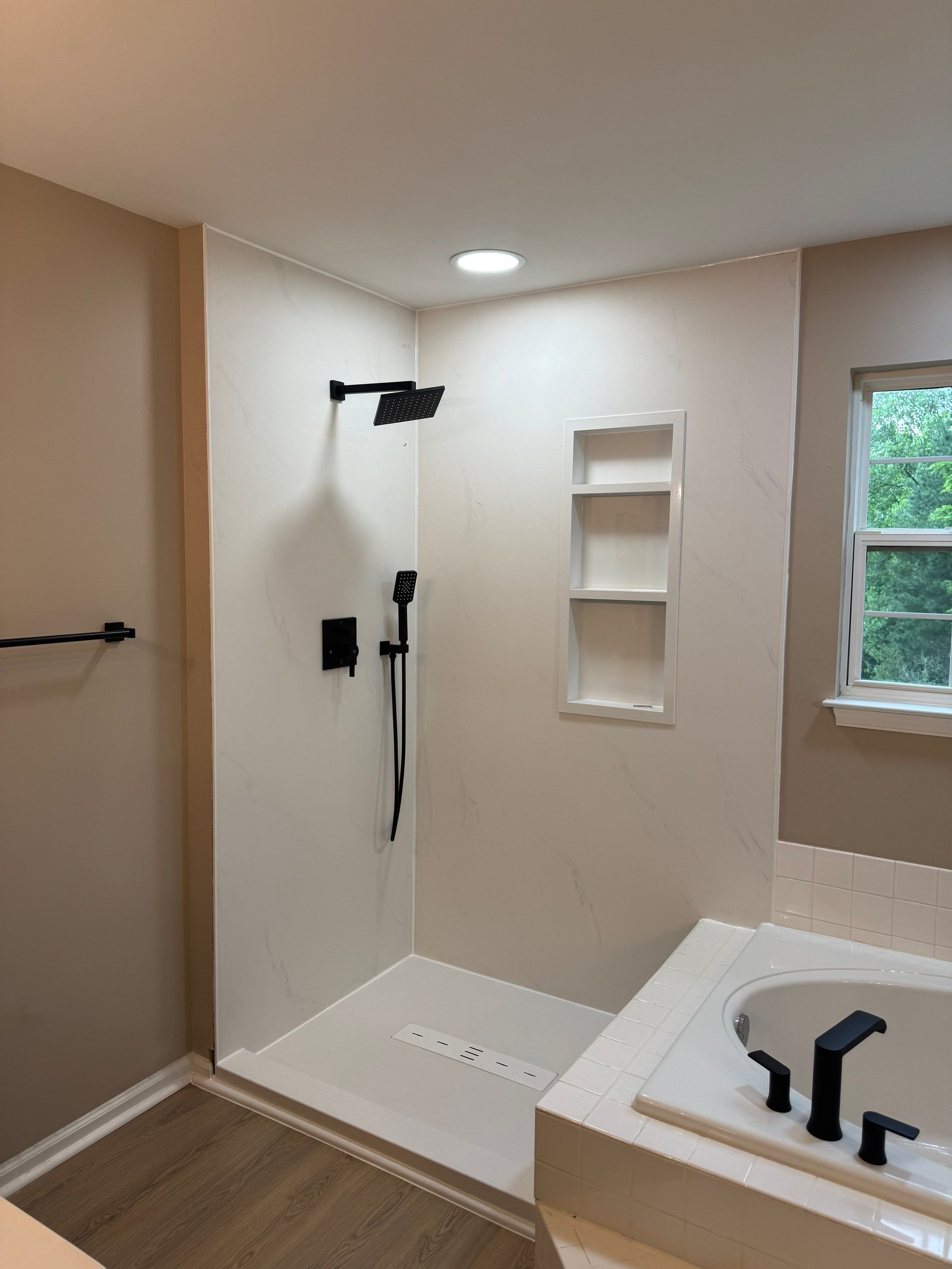 Modern Bathroom Remodel with Walk-In Shower in Fort Washington by Window Depot of Annapolis