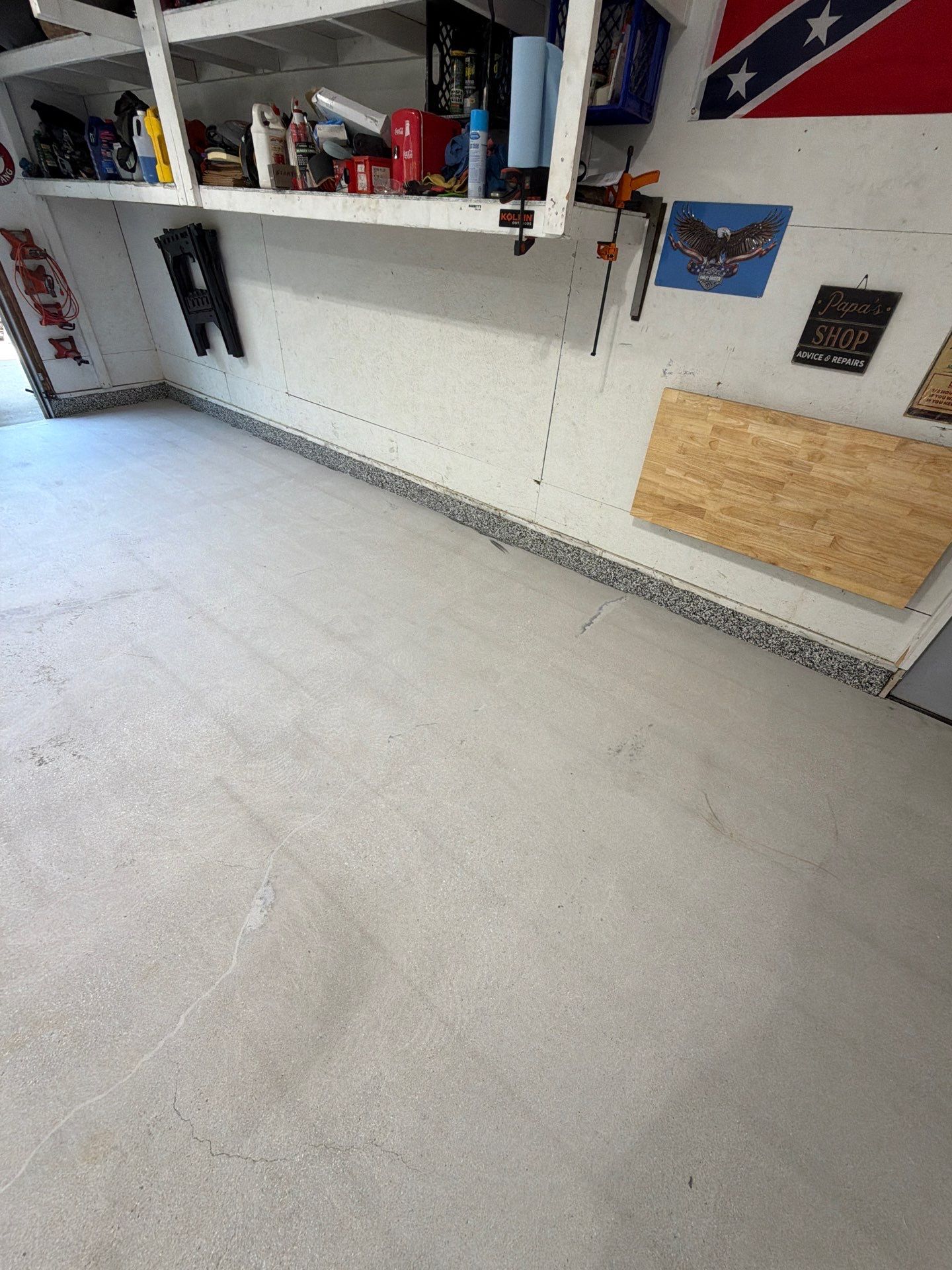 Custom Speckled Epoxy Garage Floor Coating in Fruitport, Michigan by Gordon Painting