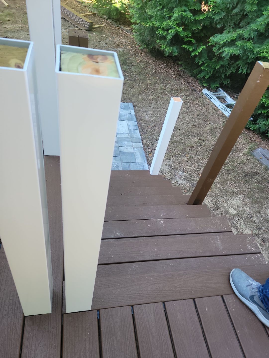 Fuquay-Varina Outdoor Upgrade – Composite Deck & Paved Landing by Elite Remodeling and Design LLC