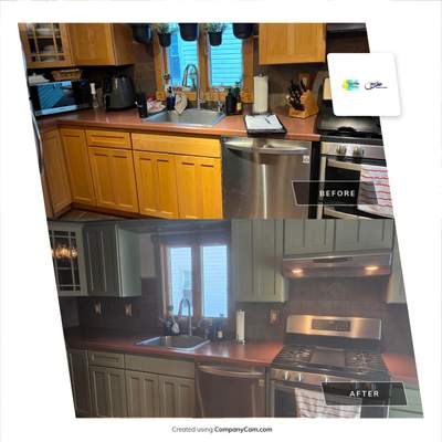 Cabinet Refinishing using Benjamin Moore Command Satin