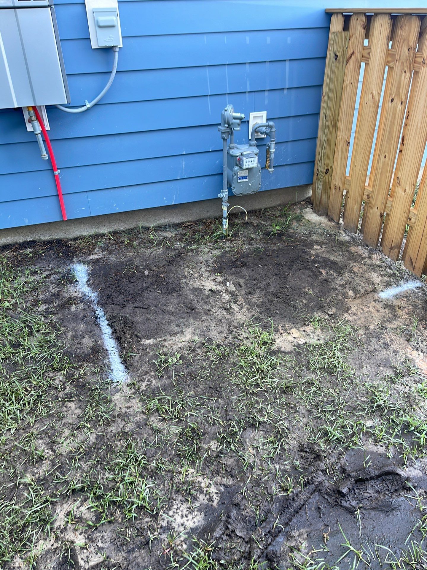 Concrete Patio Extension and Utility Line Preparation in Okatie by Lowcountry Scapes, LLC