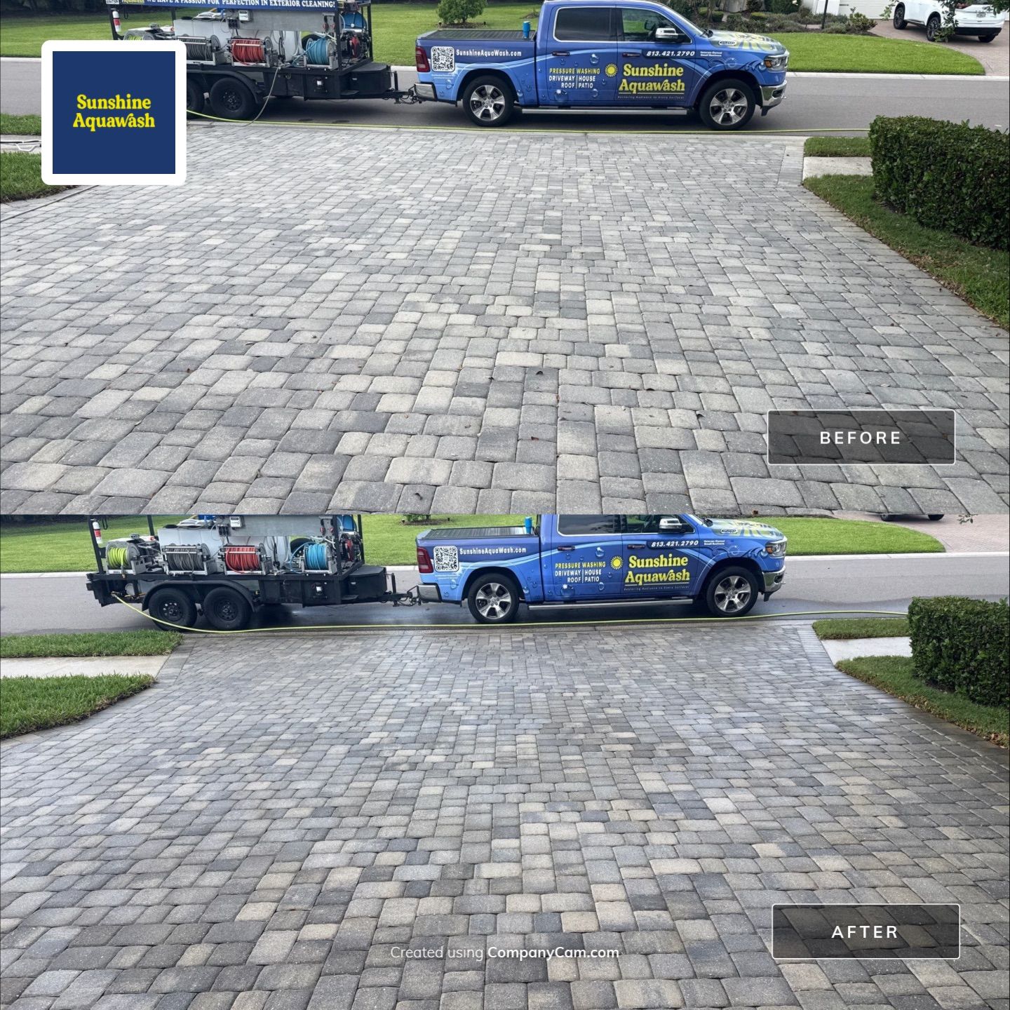 Paver Driveway, Entryway & Sidewalk Cleaning in River Wind – Bradenton, FL by Sunshine AquaWash