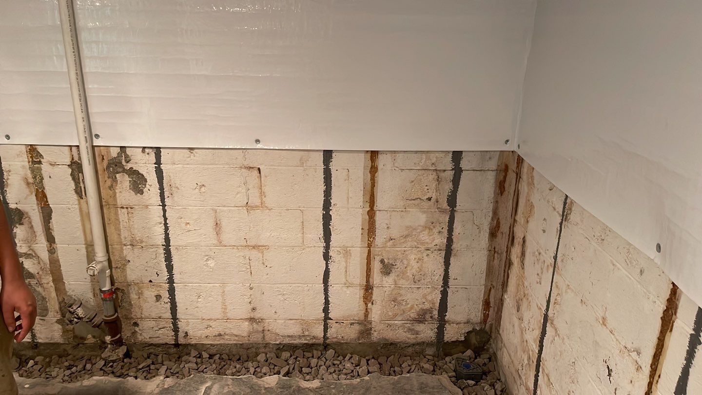 Embedded Fiber Reinforcement and Basement Waterproofing using GrateDrain Waterproofing System by Toledo Basement Repair