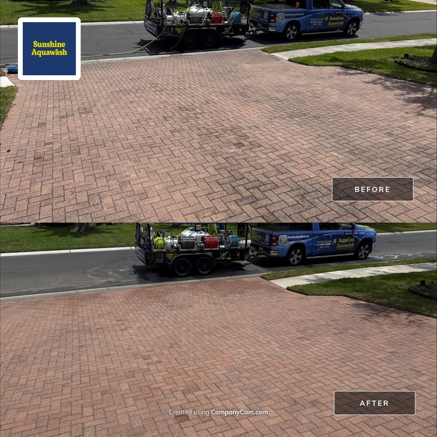 Paver Driveway & Sidewalk Cleaning with Hi-Low Surface Cleaner – Oakleaf Hammock, Ellenton, FL by Sunshine AquaWash