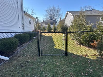 Black Chain Link Backyard Fence Installation in Independence