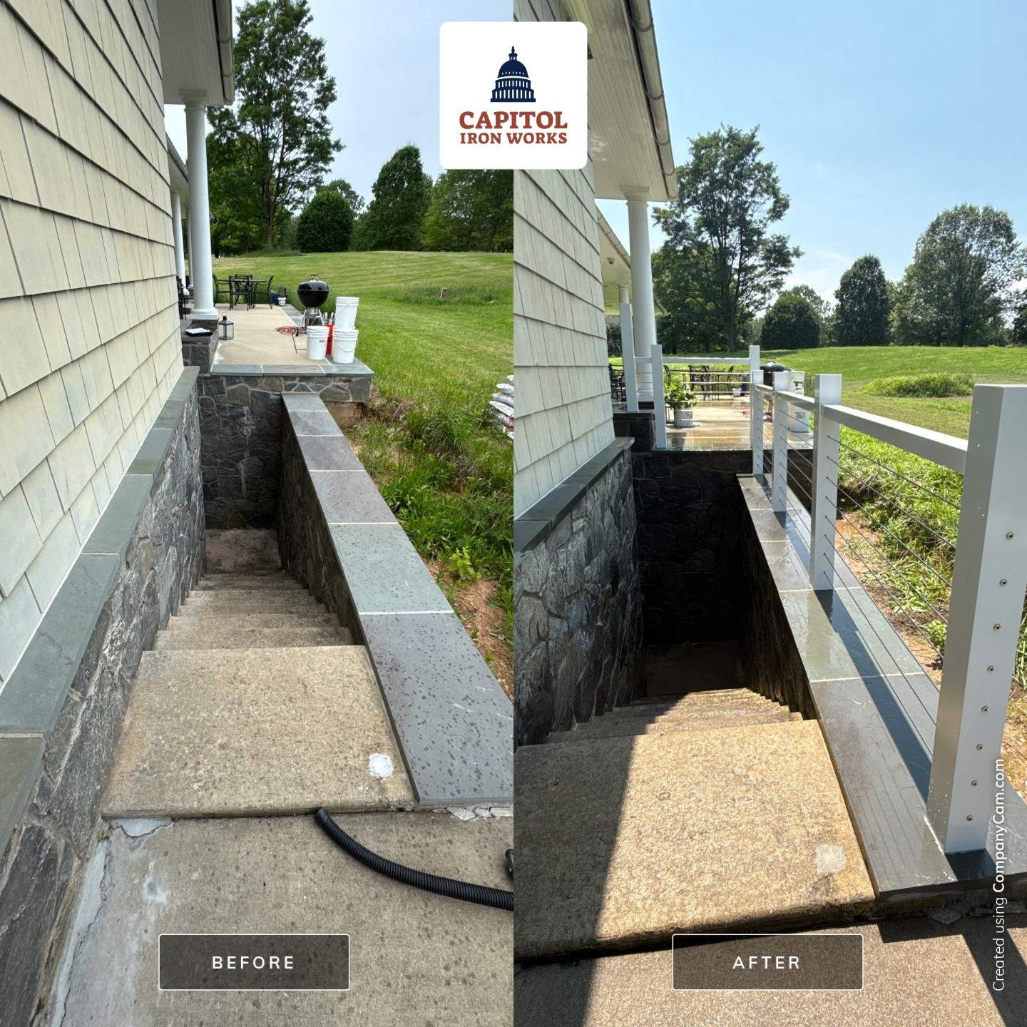 Modern Aluminum Cable Railings – Residential Exterior – Potomac, MD by Capitol Iron Works