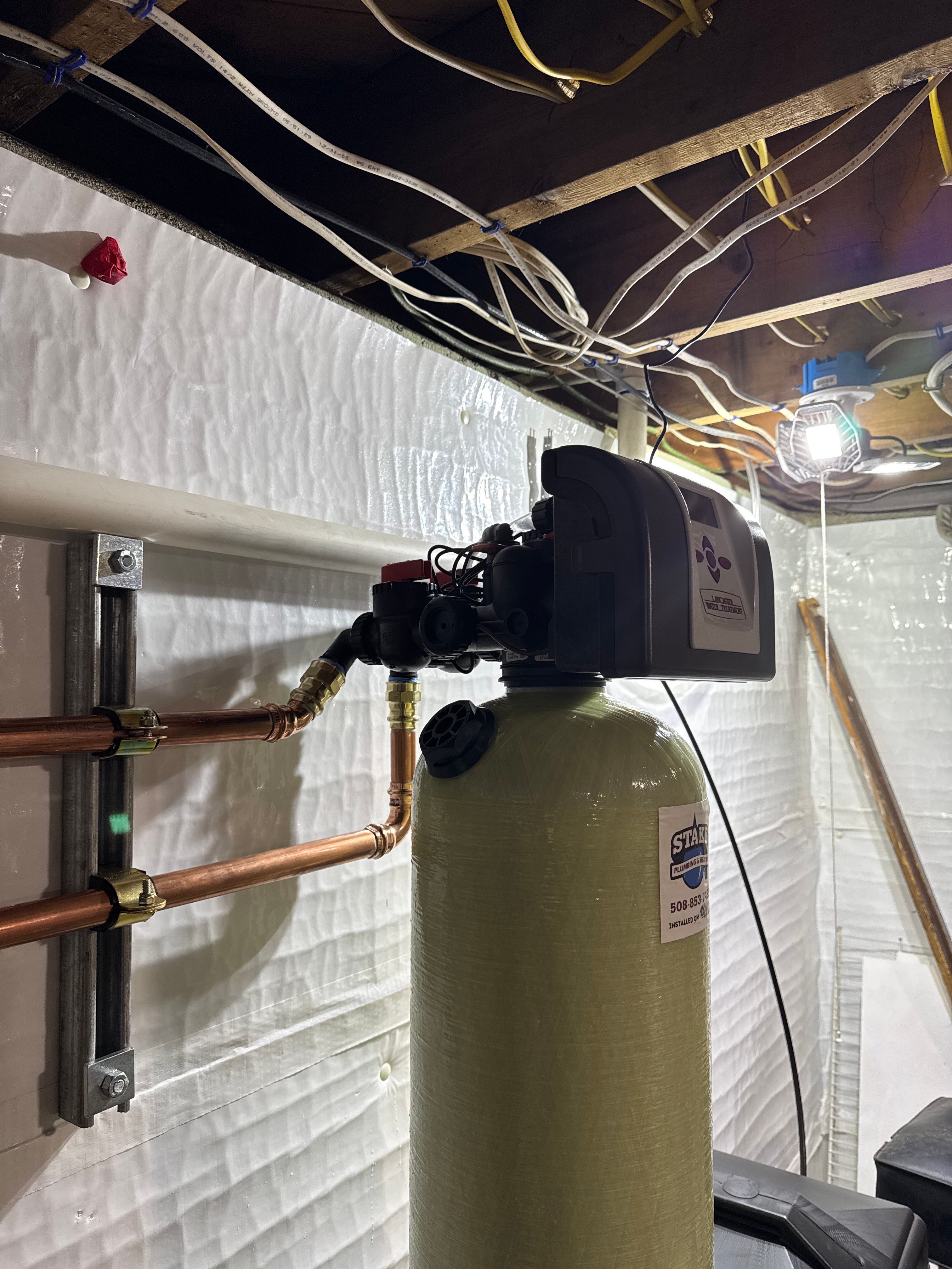 Combination Water Softener and Carbon Filter Installation. by Stake Plumbing and Heating