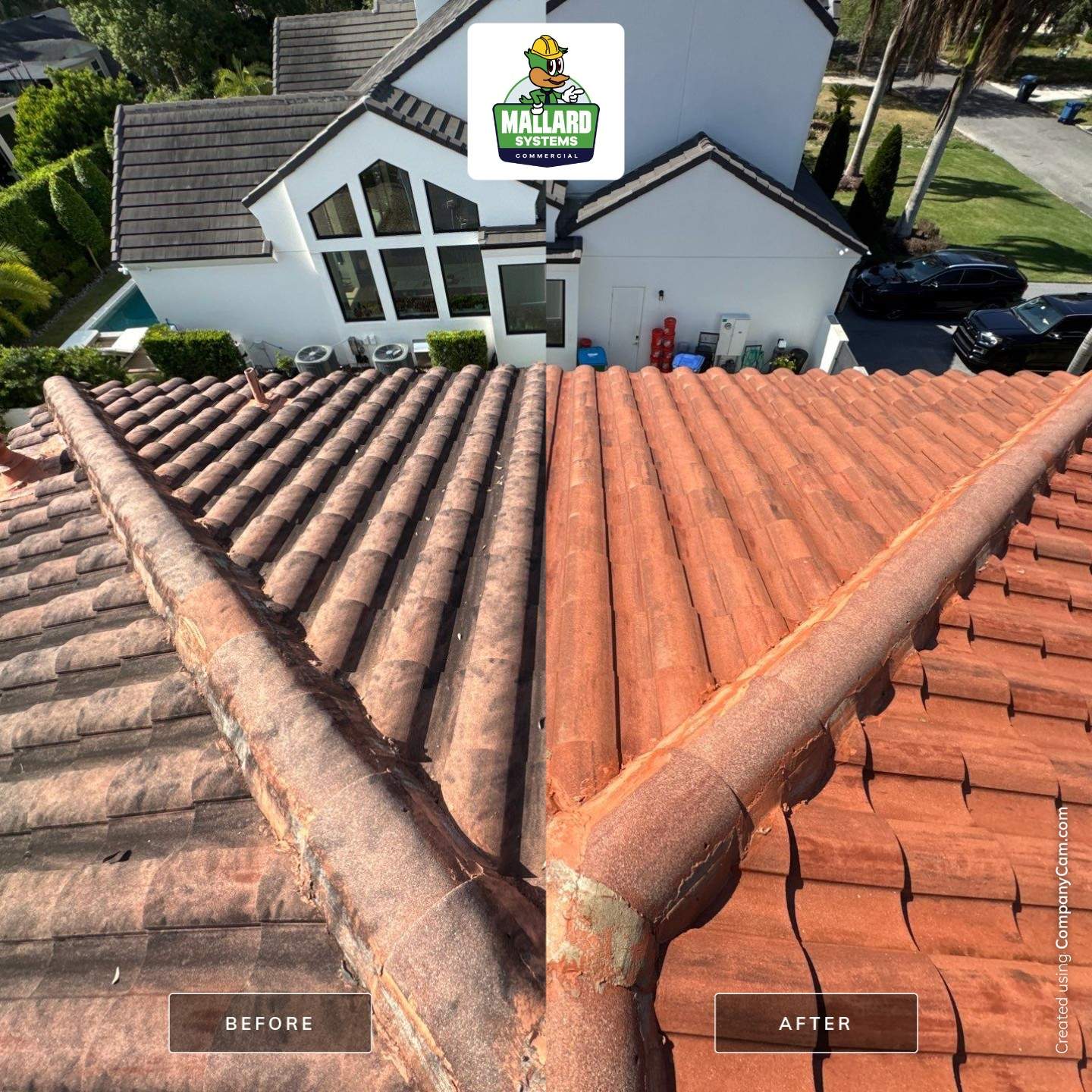 Clay Barrel Tile Roof Cleaning by Mallard Systems