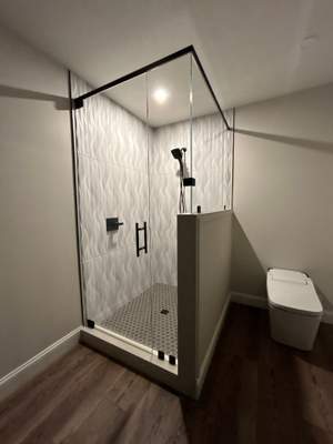 Frameless Shower Enclosure w/Header Bar