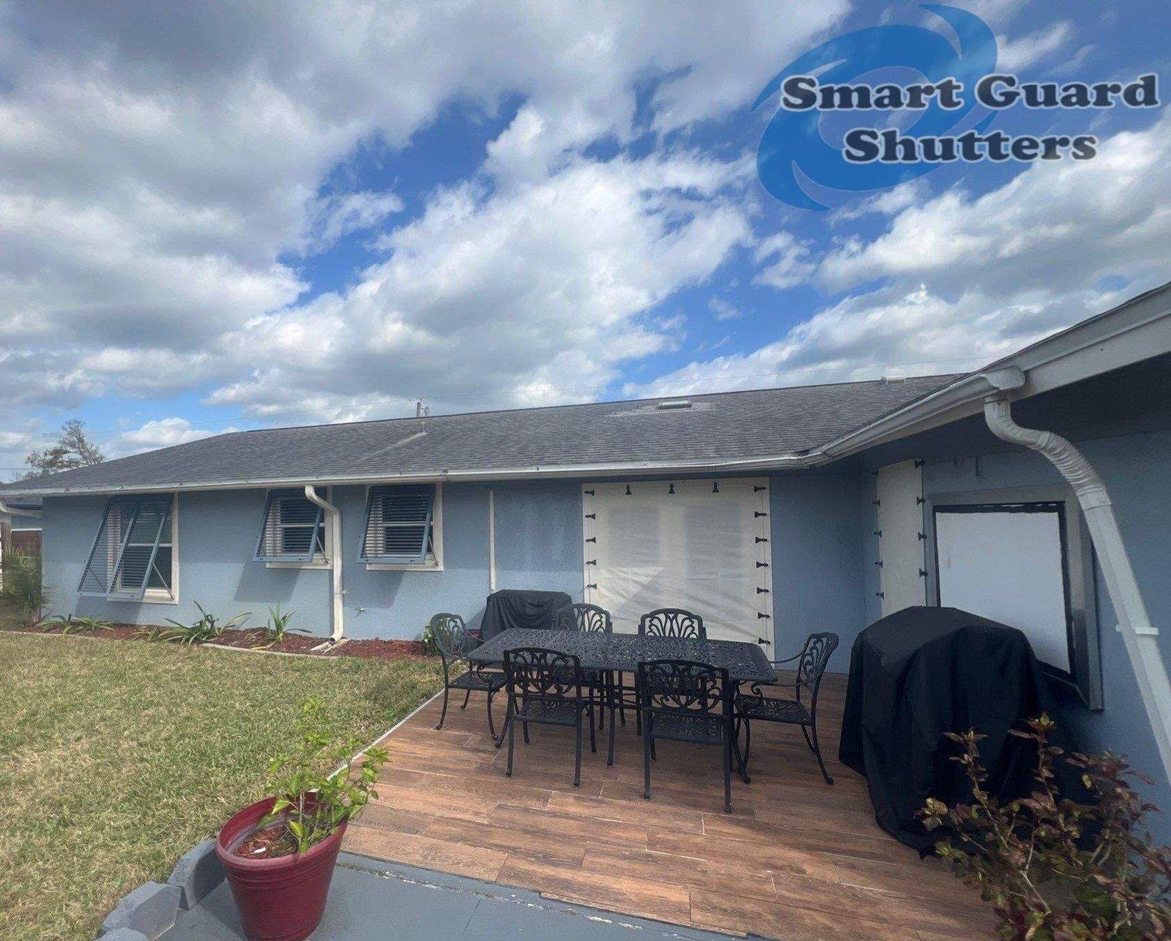 Hurricane Protection in Blue Grey by Smart Guard Shutters