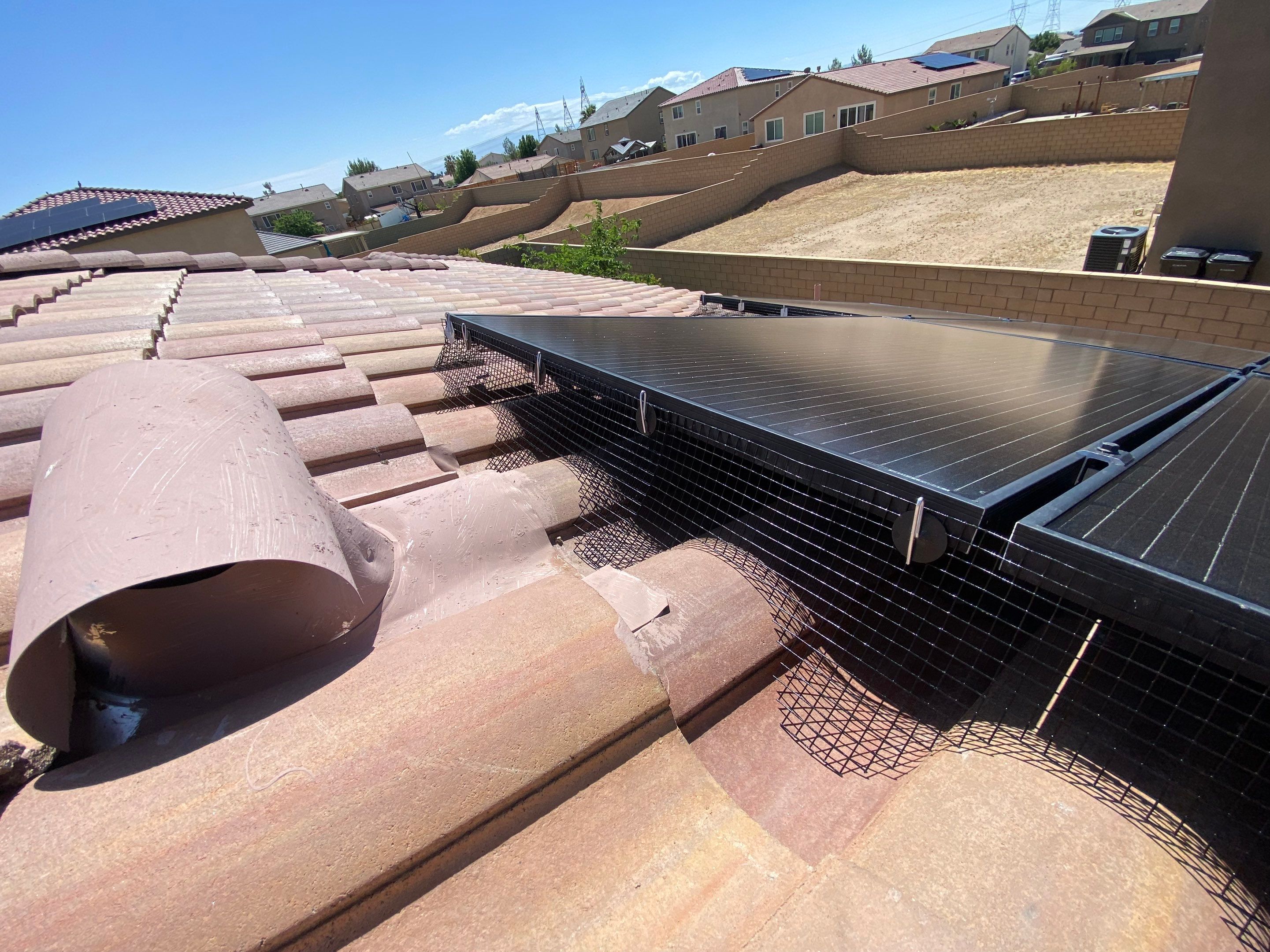 Bird Proofing Project in Victorville Ca by Palm Coast Solar Cleaning
