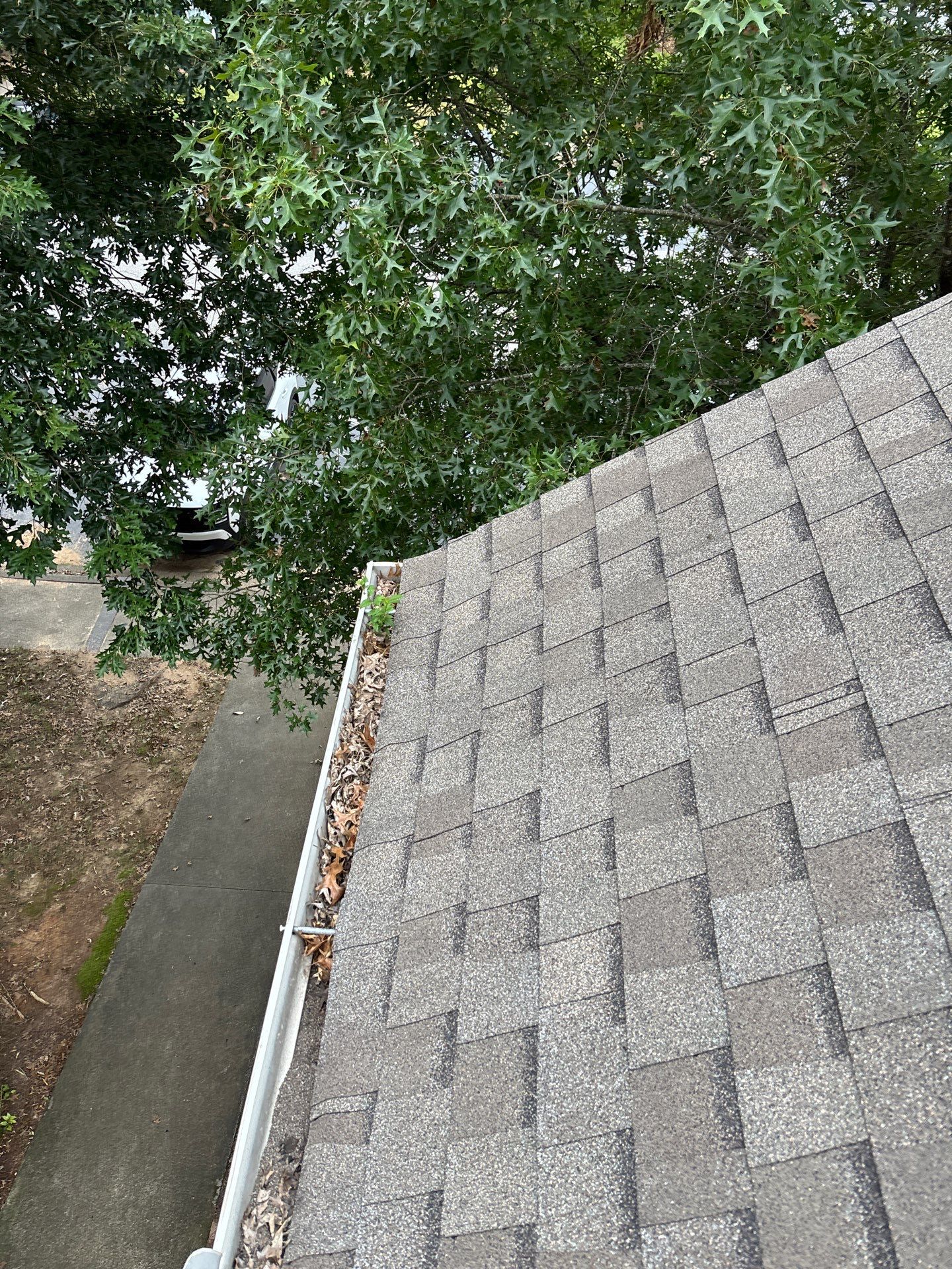 Commercial gutter cleaning Macon, GA before photo with filled gutters