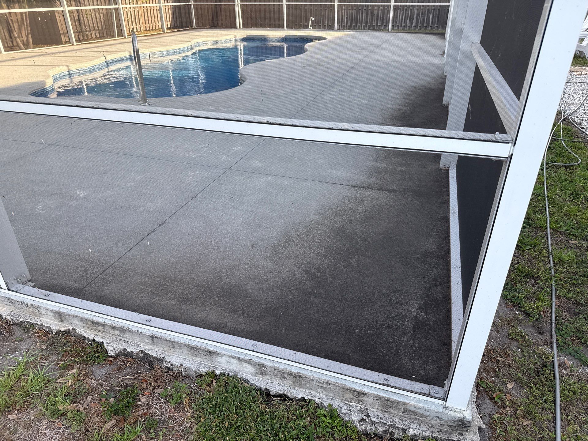 Painted Pool Deck & Pool Cage Cleaning in Allendale – Bradenton, FL by Sunshine AquaWash