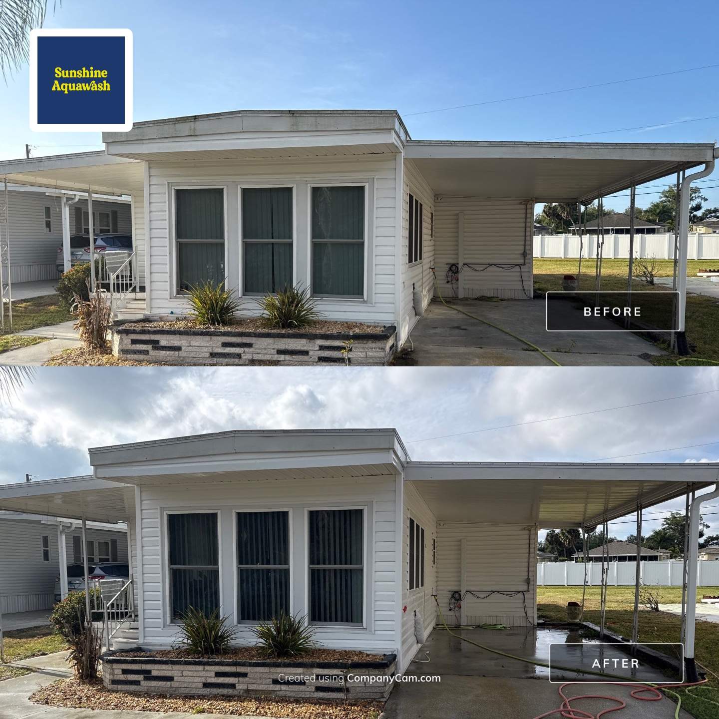 Mobile Home Soft Wash & TPO Roof Cleaning in Leisure Lake Mobile Home Park – Palmetto, FL by Sunshine AquaWash