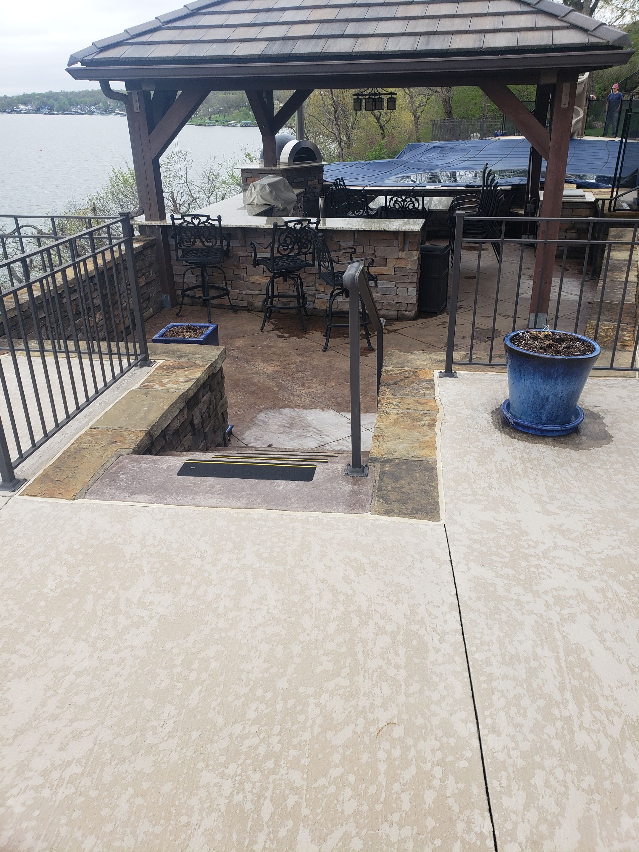 Lake Lotawana -- Front Walkway and Back Patio Tuscan Overlay by Big Red Decorative Concrete, LLC