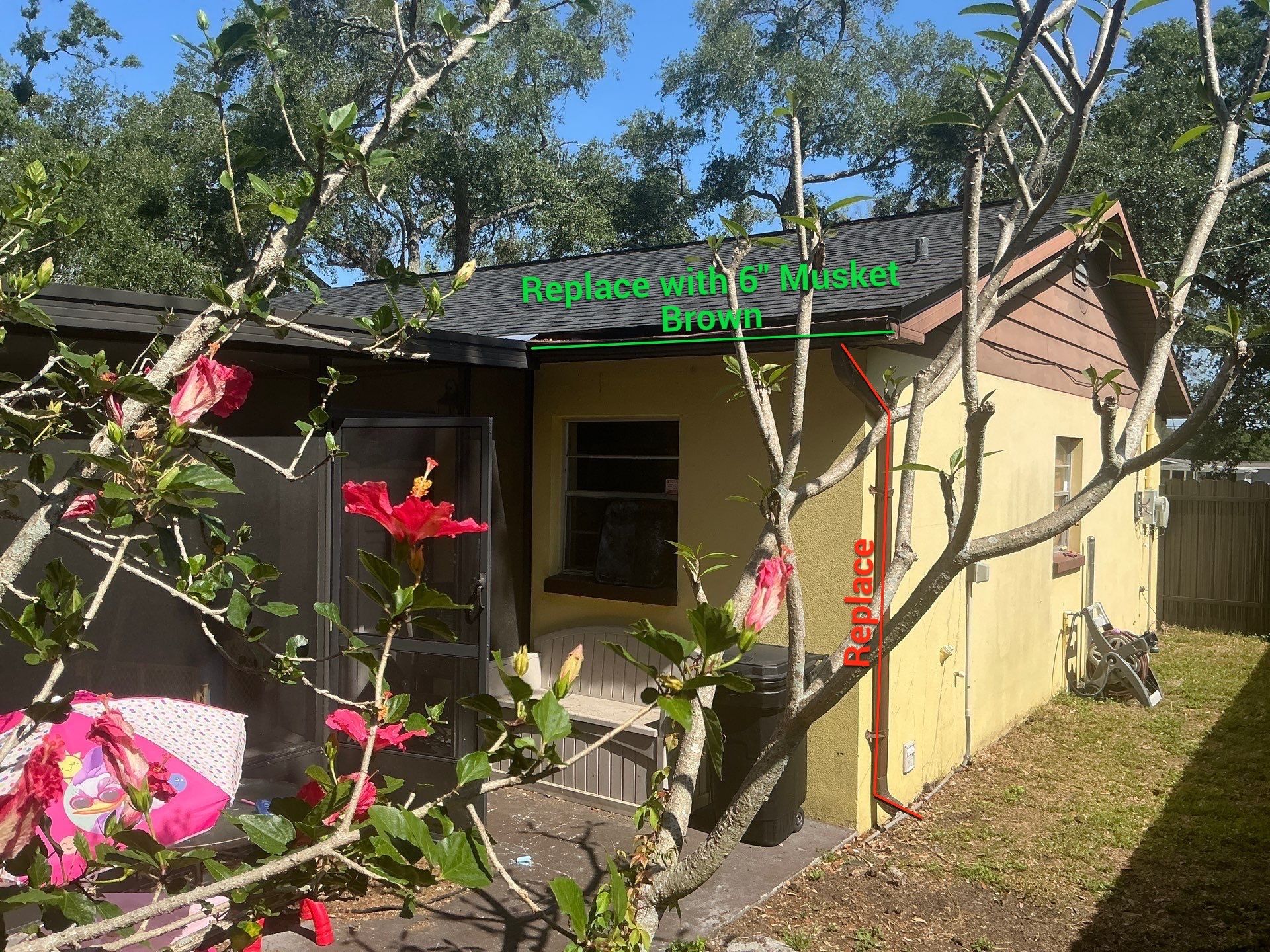 Musket Brown 6-Inch Gutters in Tampa FL by Gutter Professors