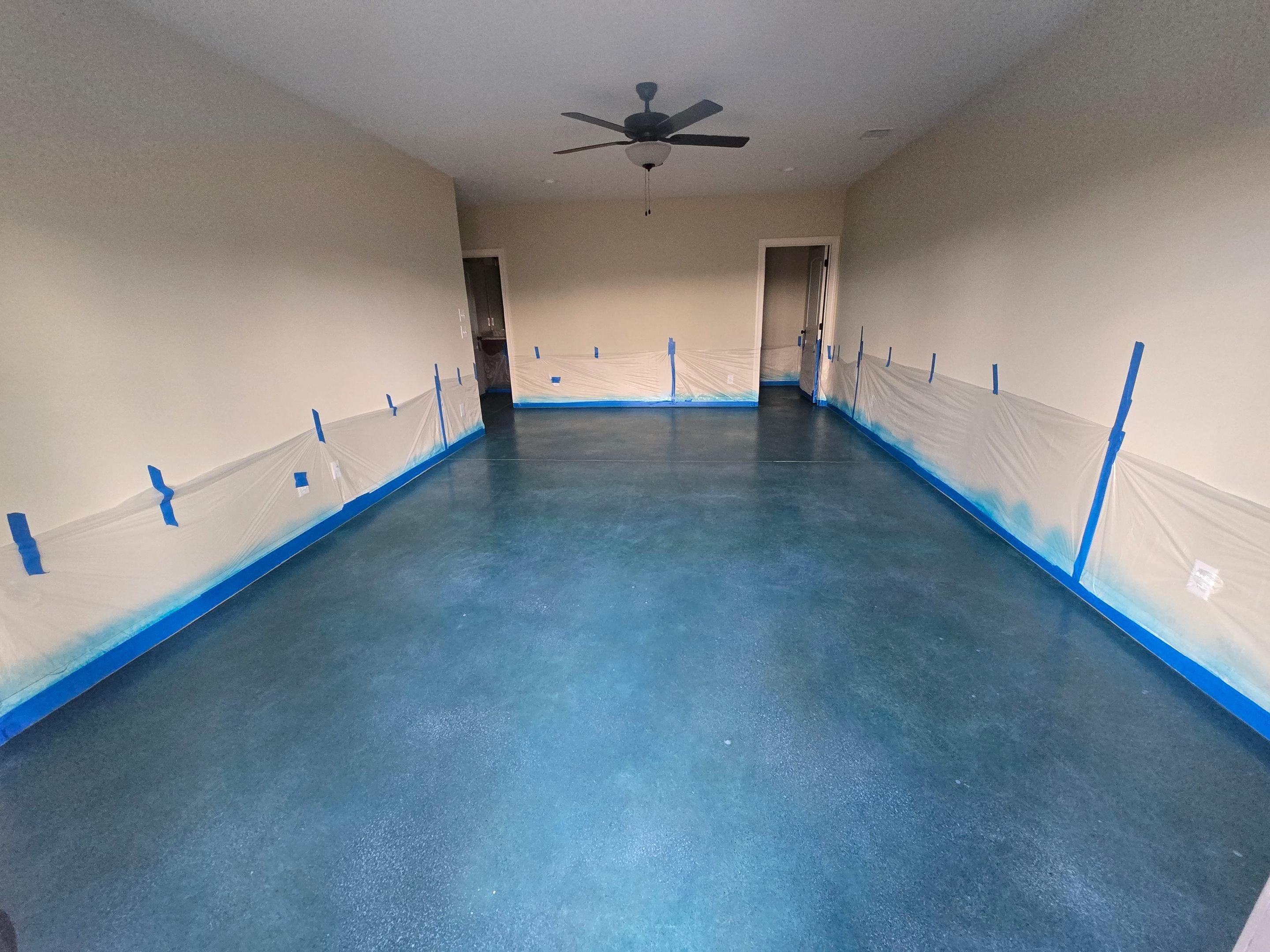 Basement Floor in Carribbean Blue by Elite Floor Solutions