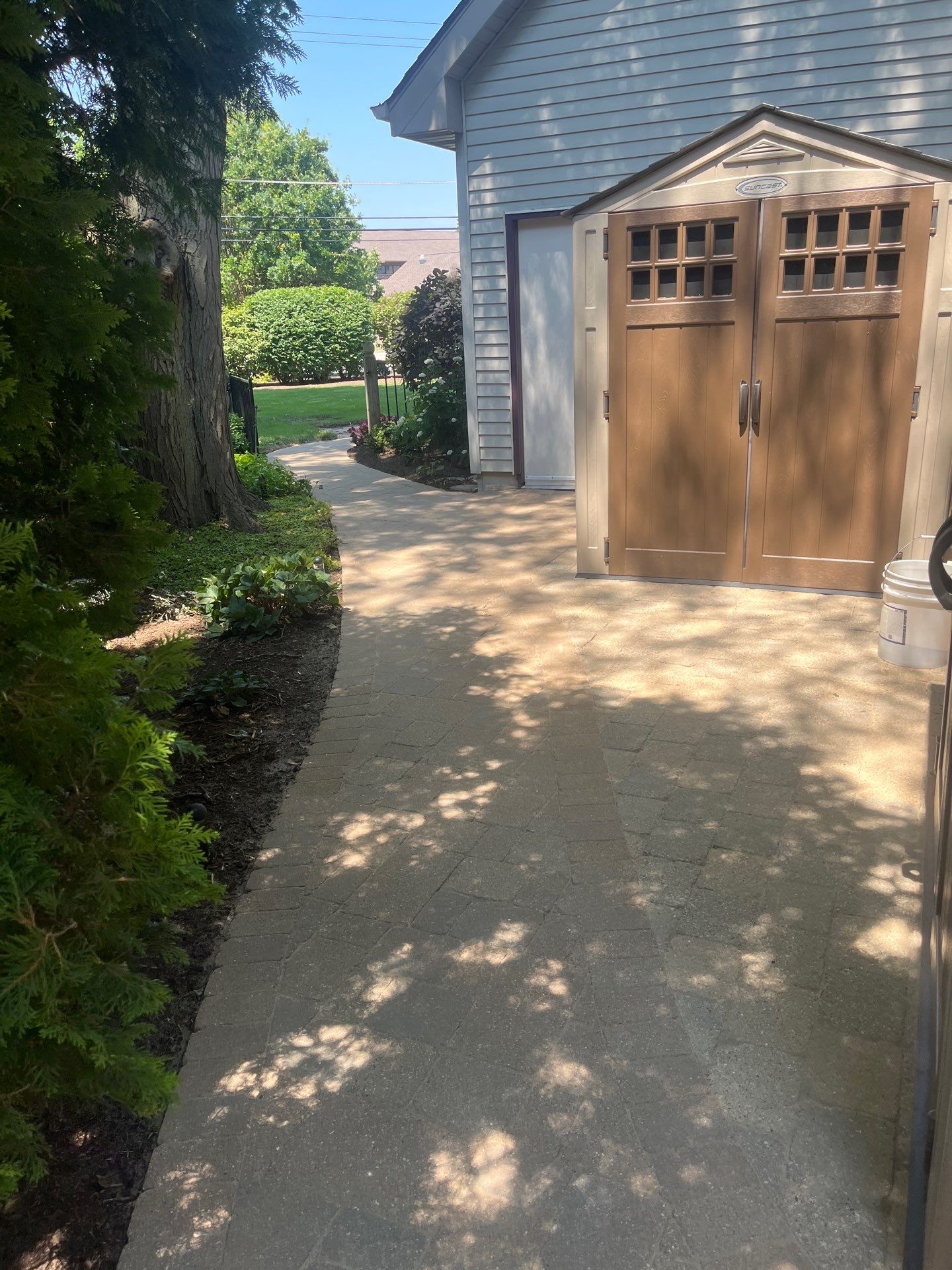 Brick paver clean, sand and seal.  using Polysweep polymeric sand by Northern Power Washing LLC.