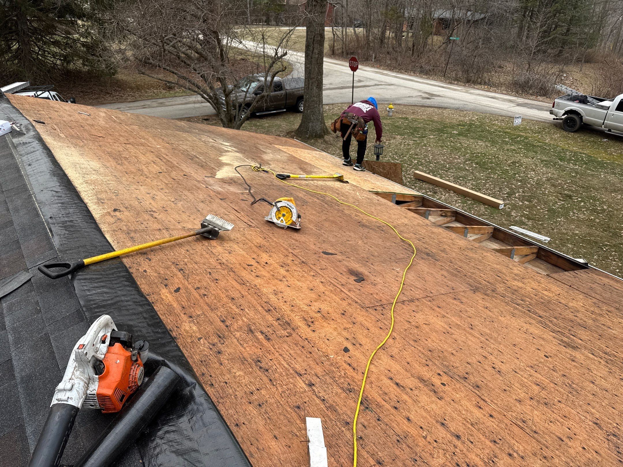 Residential Roofing Installation using Malarkey Vista AR Shingles (Black Oak) by Koontz Construction