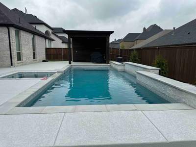 Geometric Pool with Tanning Ledge and Cabana