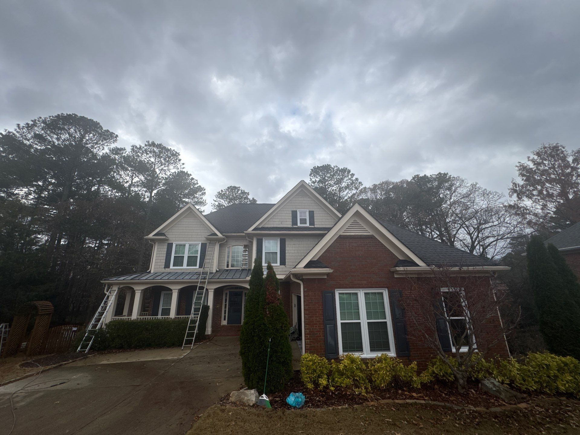 Chimney Siding Reconstruction and Full Exterior Painting in Marietta by Swift Home Renovations