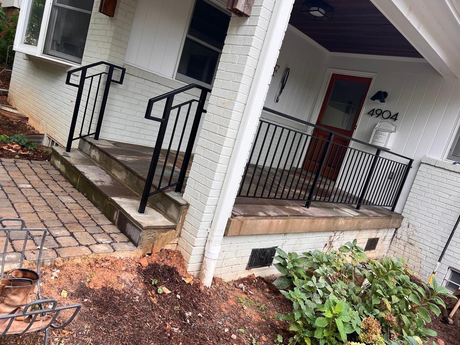 Custom Black Metal Railings for Chevy Chase Stone Porch by Capitol Iron Works