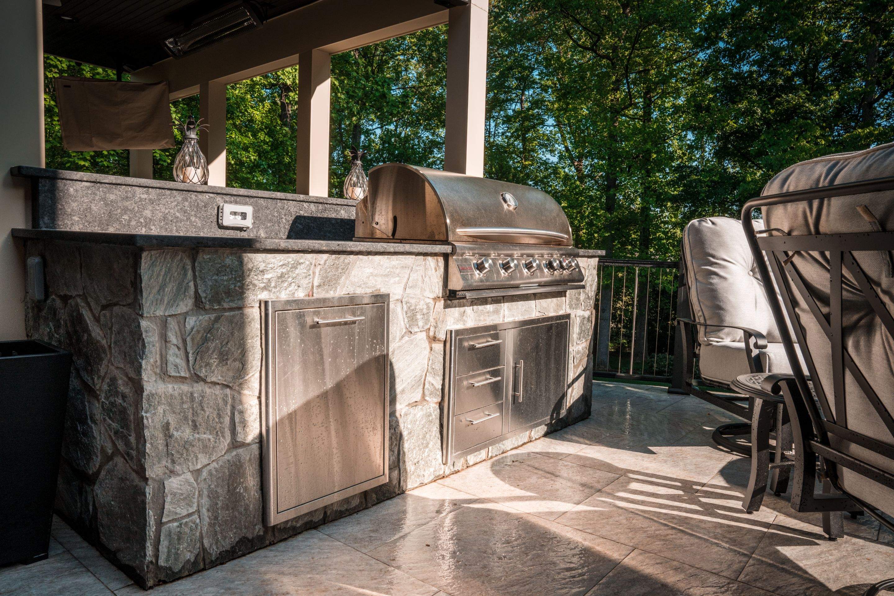 Custom Multi-Level Deck, Outdoor Kitchen & Pool Patio in McLean, VA by Sunburst Construction Inc