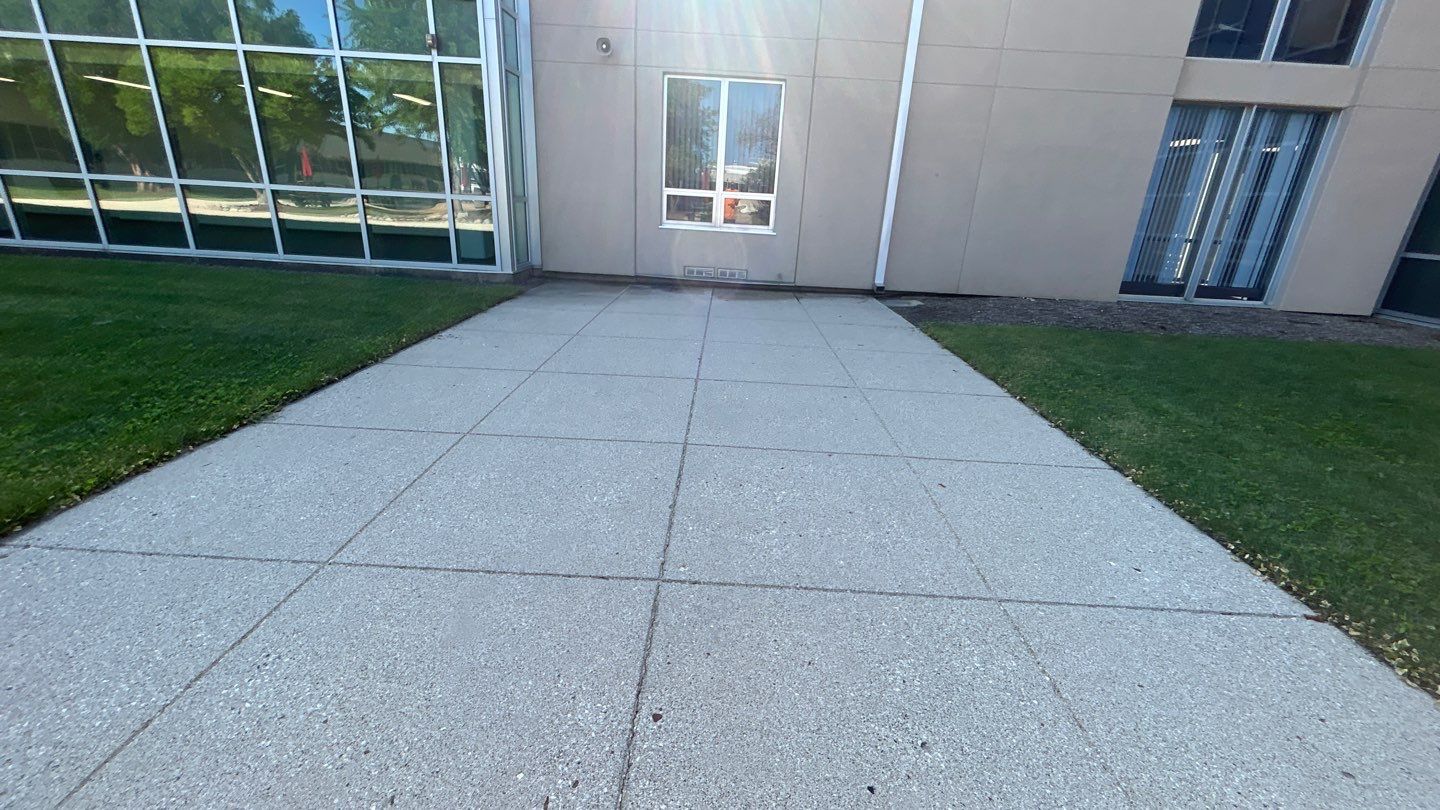 concrete using Algaecide, soft wash soap by Northern Power Washing LLC.