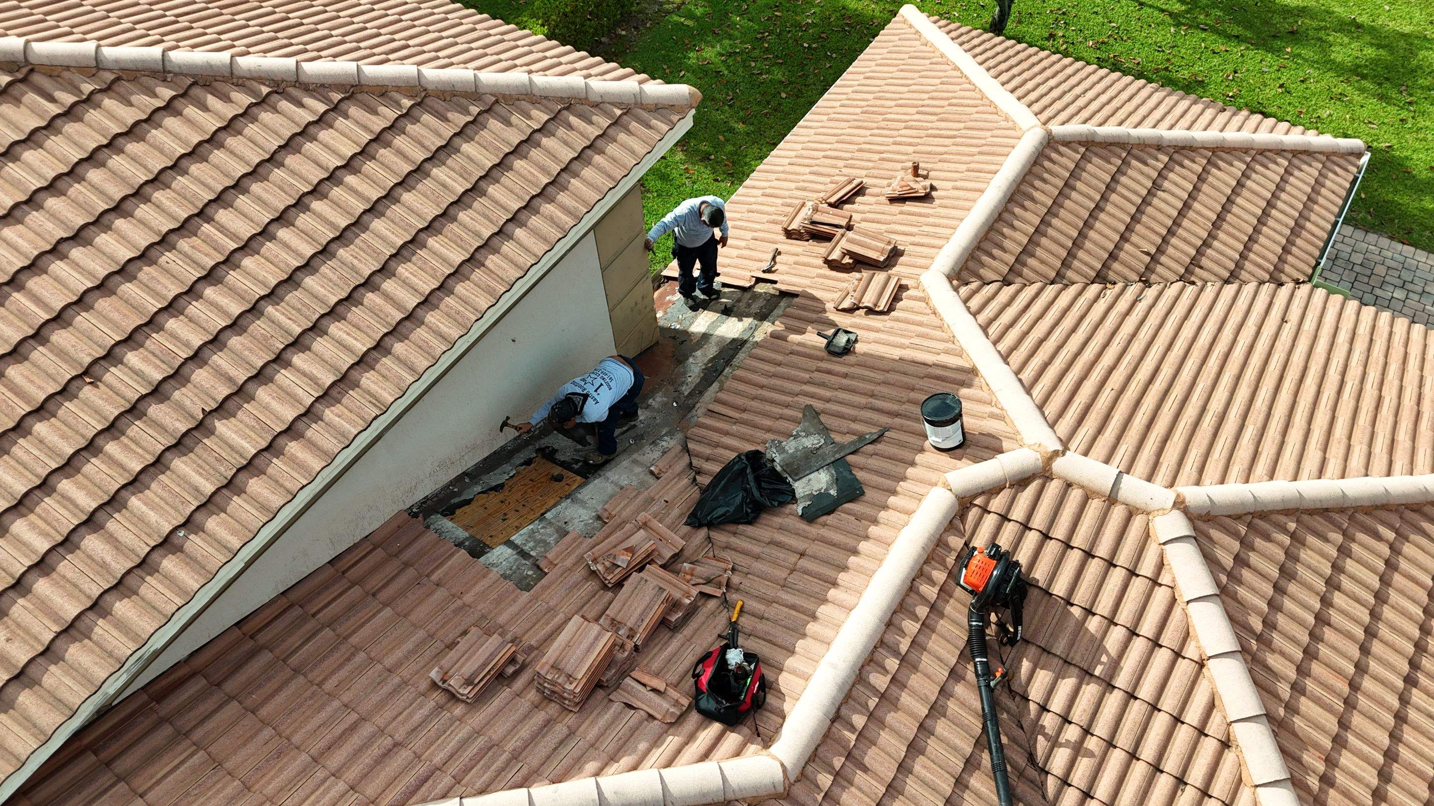 Clay Tile Roof Repair and Plywood Decking Replacement in Boynton Beach by Aastro Roofing