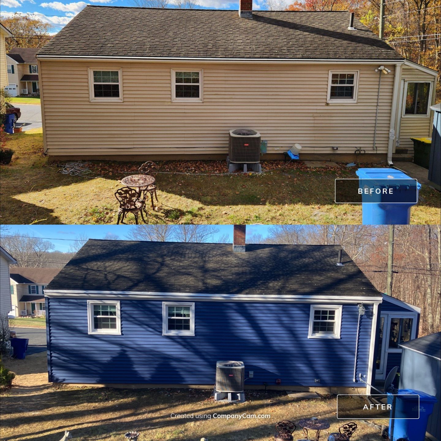Siding update with Cert. Monogram D/4 x16'8" Clapboard, Midnight Blue & Cert. Monogram D/4 x 25' Clapboard, Midnight Blue by DiGiorgi Roofing and Siding Inc