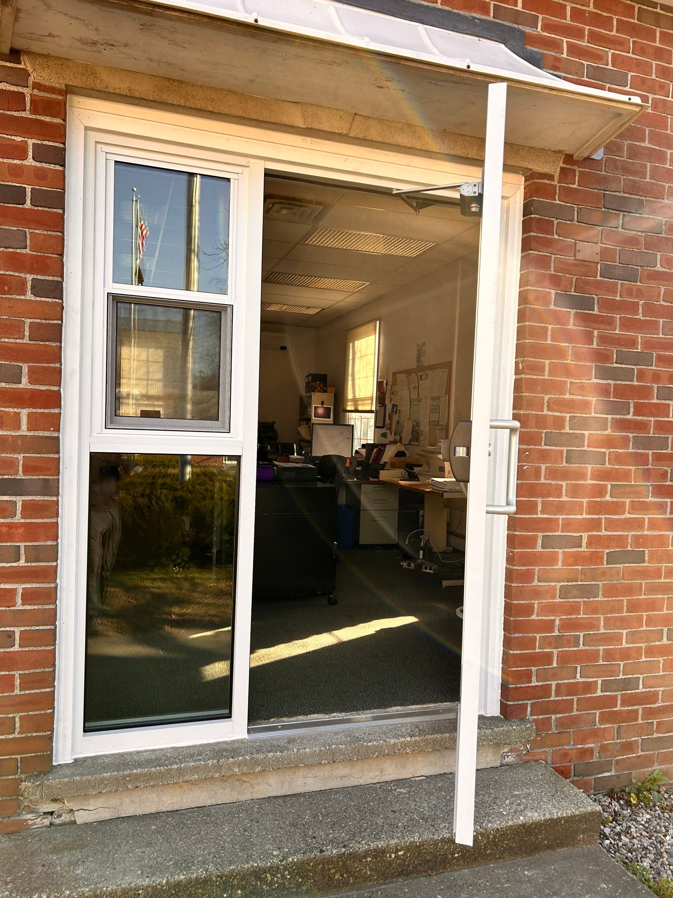 Vernon Town Hall - Commercial Door w/Sidelight and Single-Hung Window by Cheshire Glass Company
