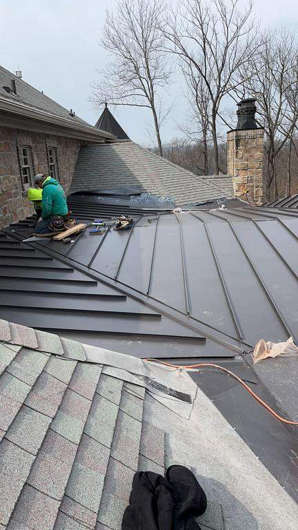 Standing Seam Metal Roof using Aluminum 032GA - Color Dark Bronze by CMNG LLC