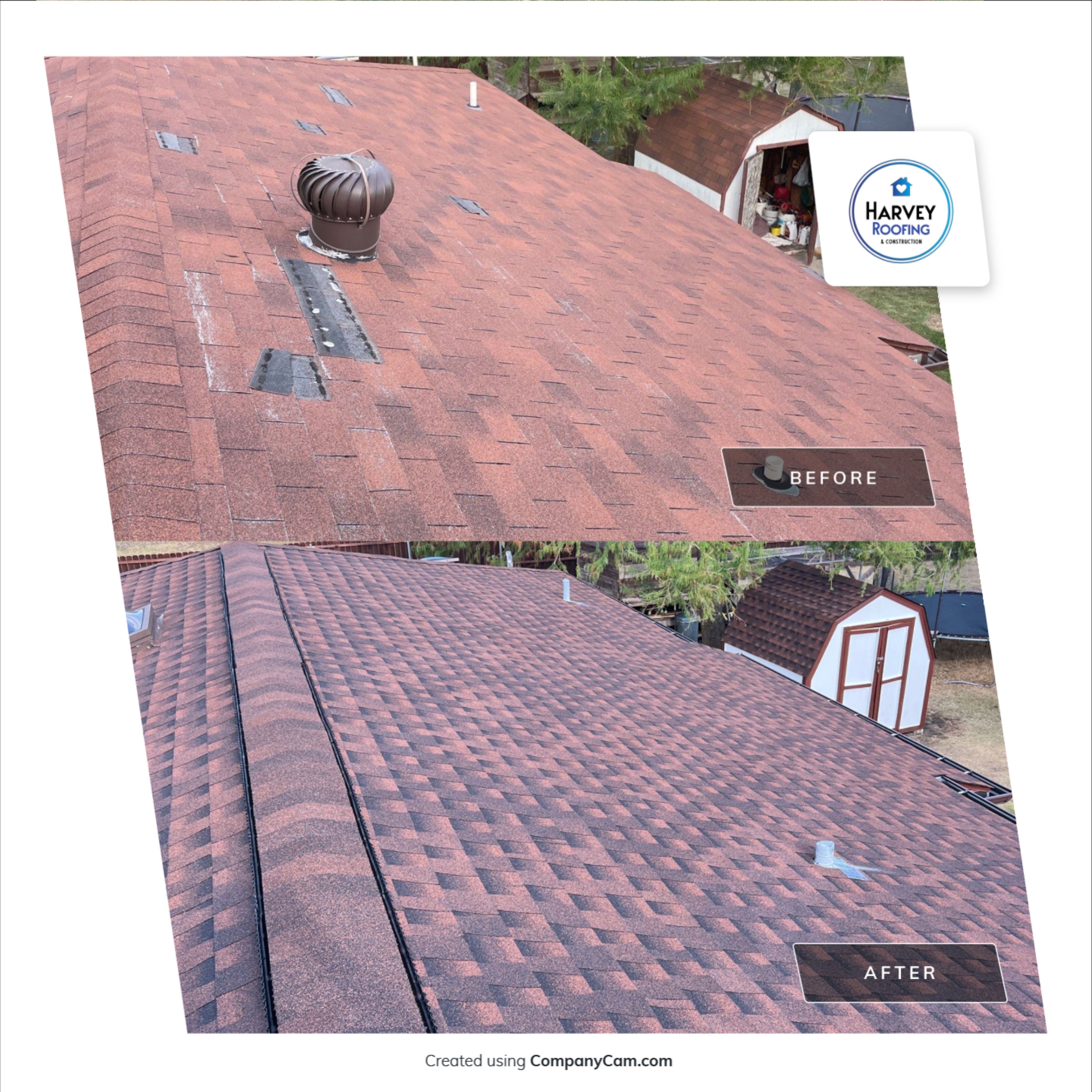 Residential Roofing Installation using Roofing Shingles by Harvey Roofing & Construction