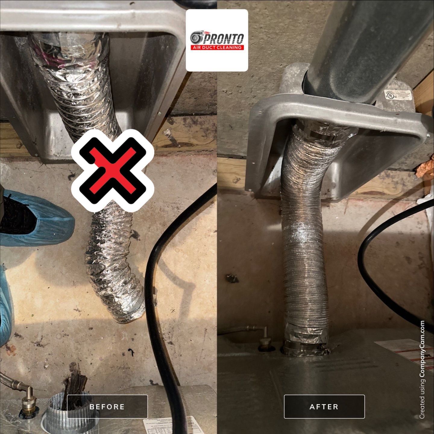 dryer vent cleaning using Compressed air by Pronto Air Duct Cleaning